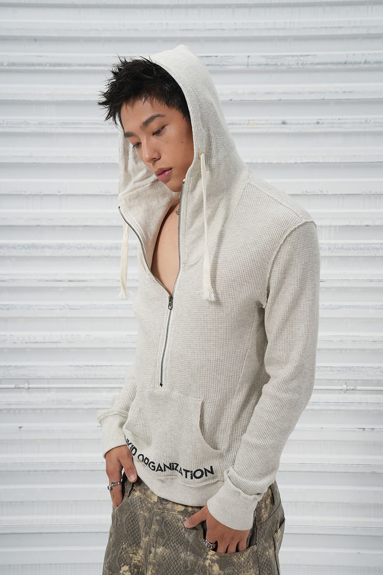 VINKID Pigeon Circle Waffle Half-Zip Hoodie, premium urban and streetwear designers apparel on PROJECTISR.com, VINKID