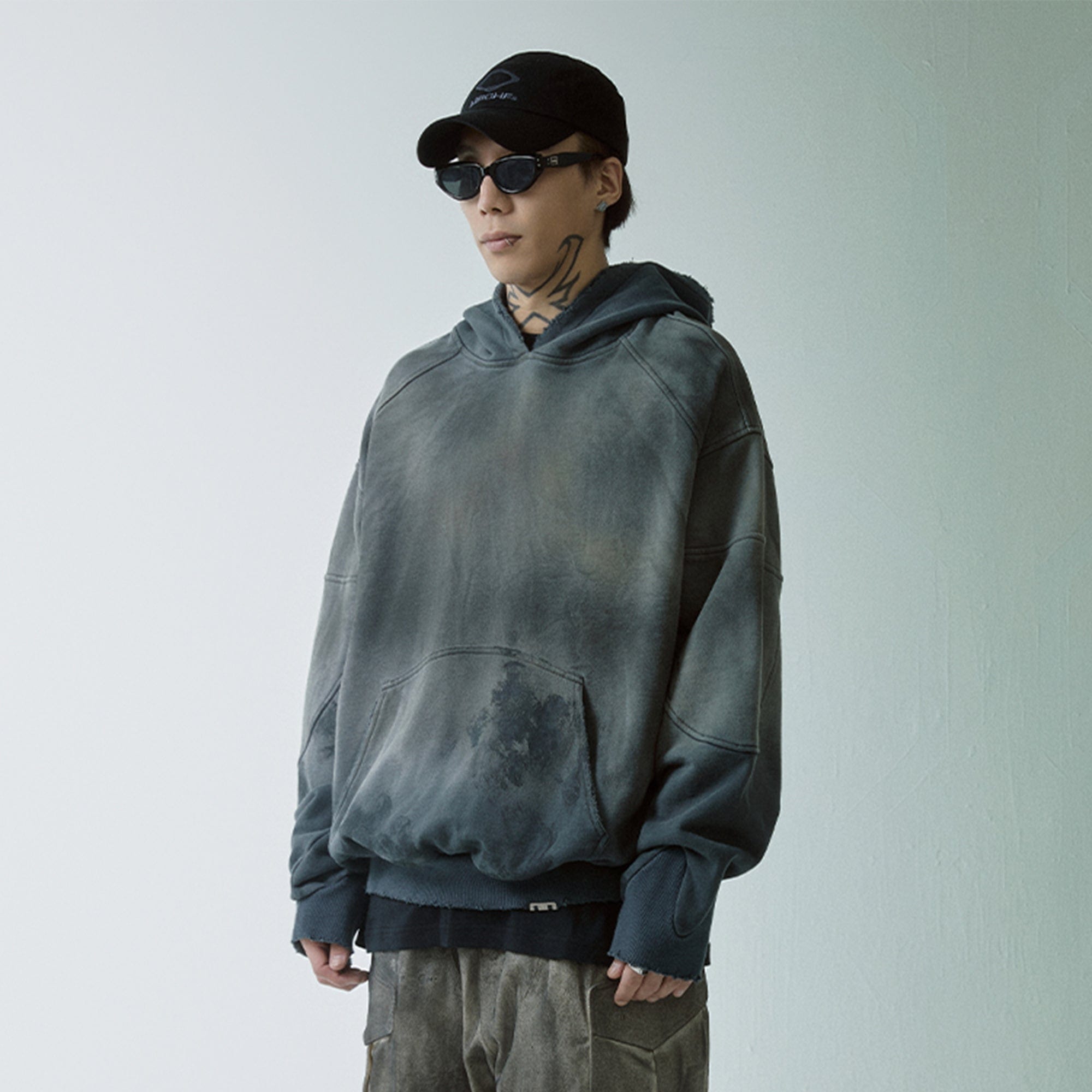 F2CE Distressed Spliced Hoodie, premium urban and streetwear designers apparel on PROJECTISR.com, F2CE