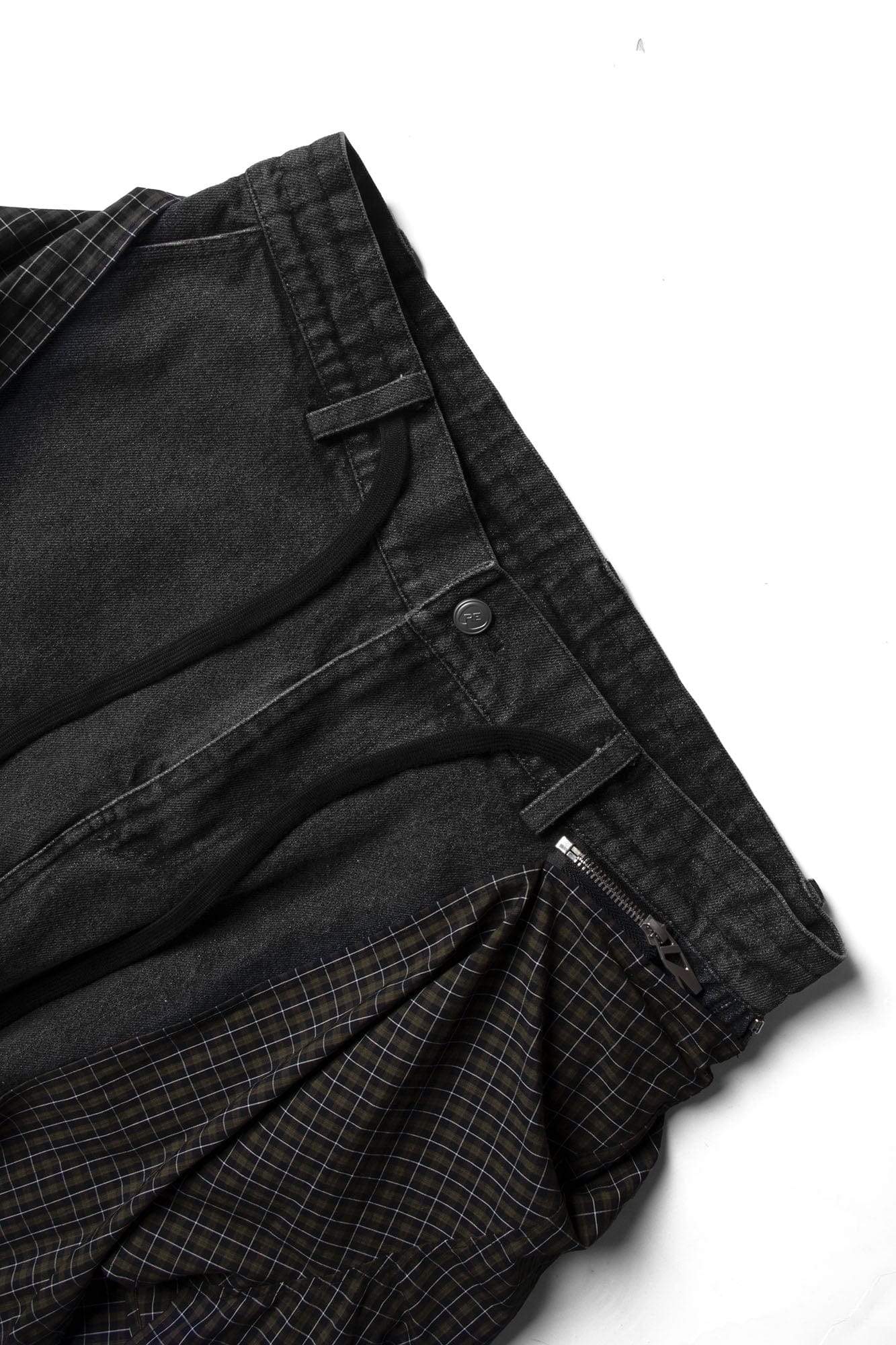 RELABEL Detachable Drape Drawstring Baggy Jeans Black, premium urban and streetwear designers apparel on PROJECTISR.com, RELABEL