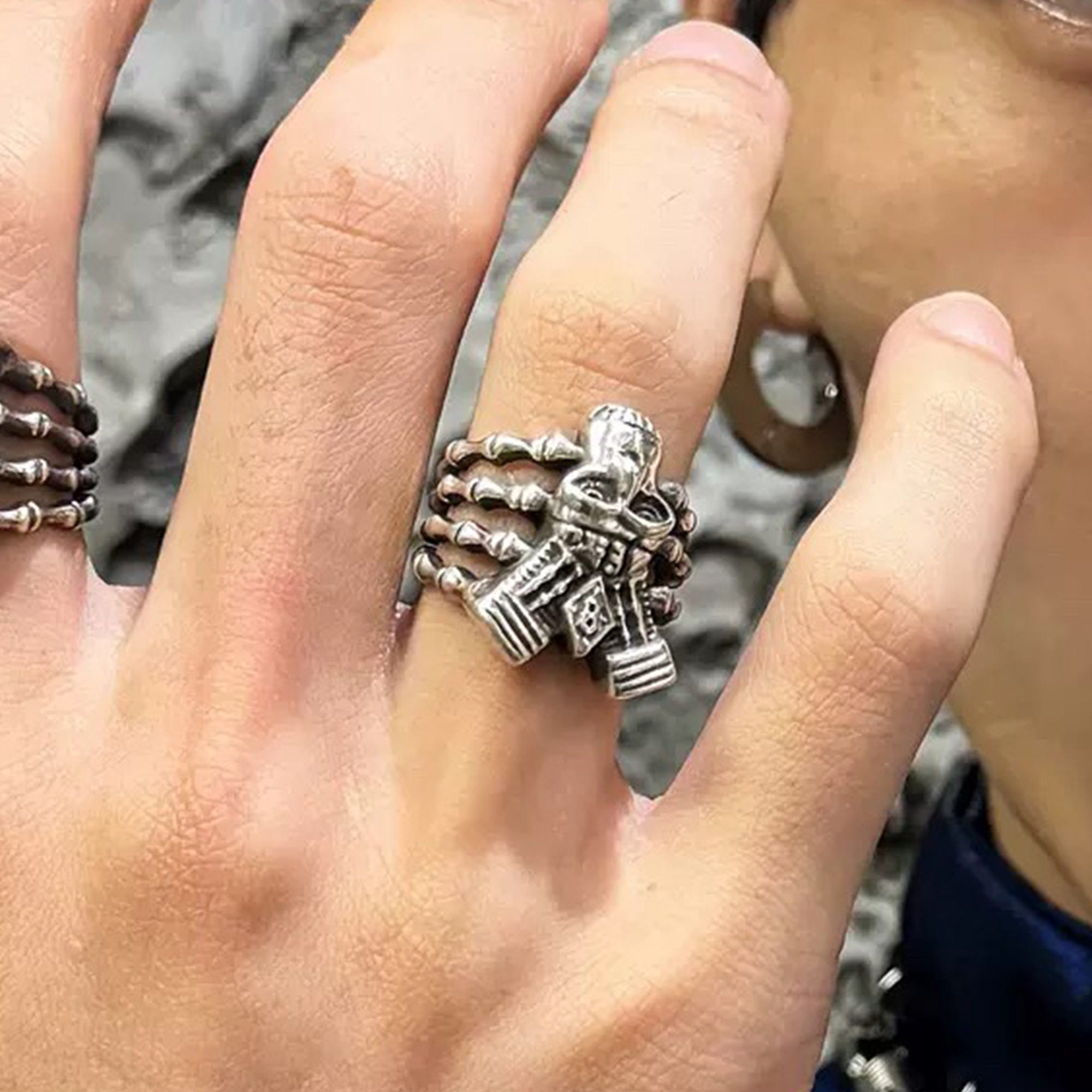 ILLUSORY Demon Skull Finger Skeleton Ring, premium urban and streetwear designers apparel on PROJECTISR.com, ILLUSORY