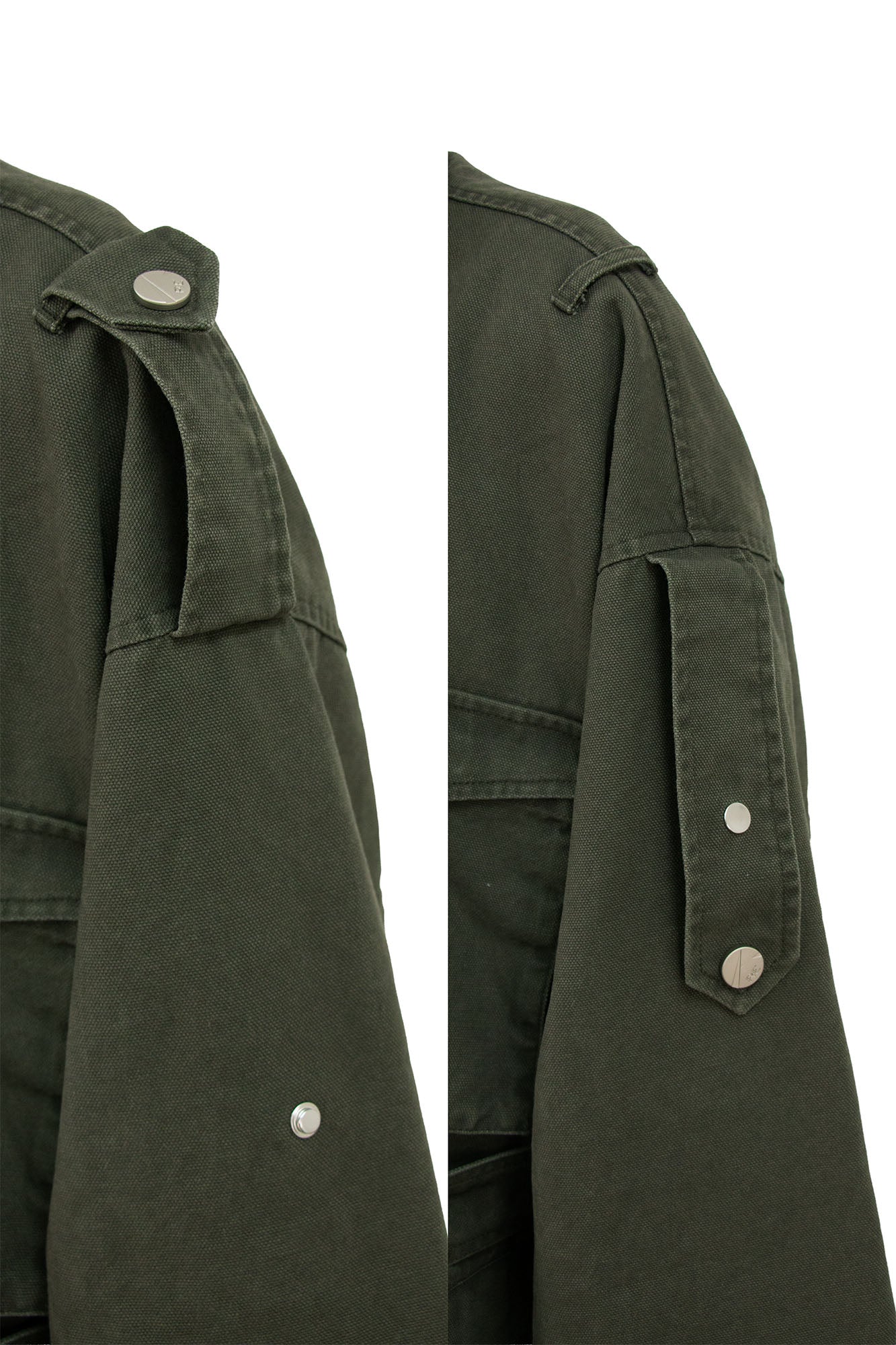 RELABEL Retro Multi-Pocket Snap-Hem Convertible Jacket Green