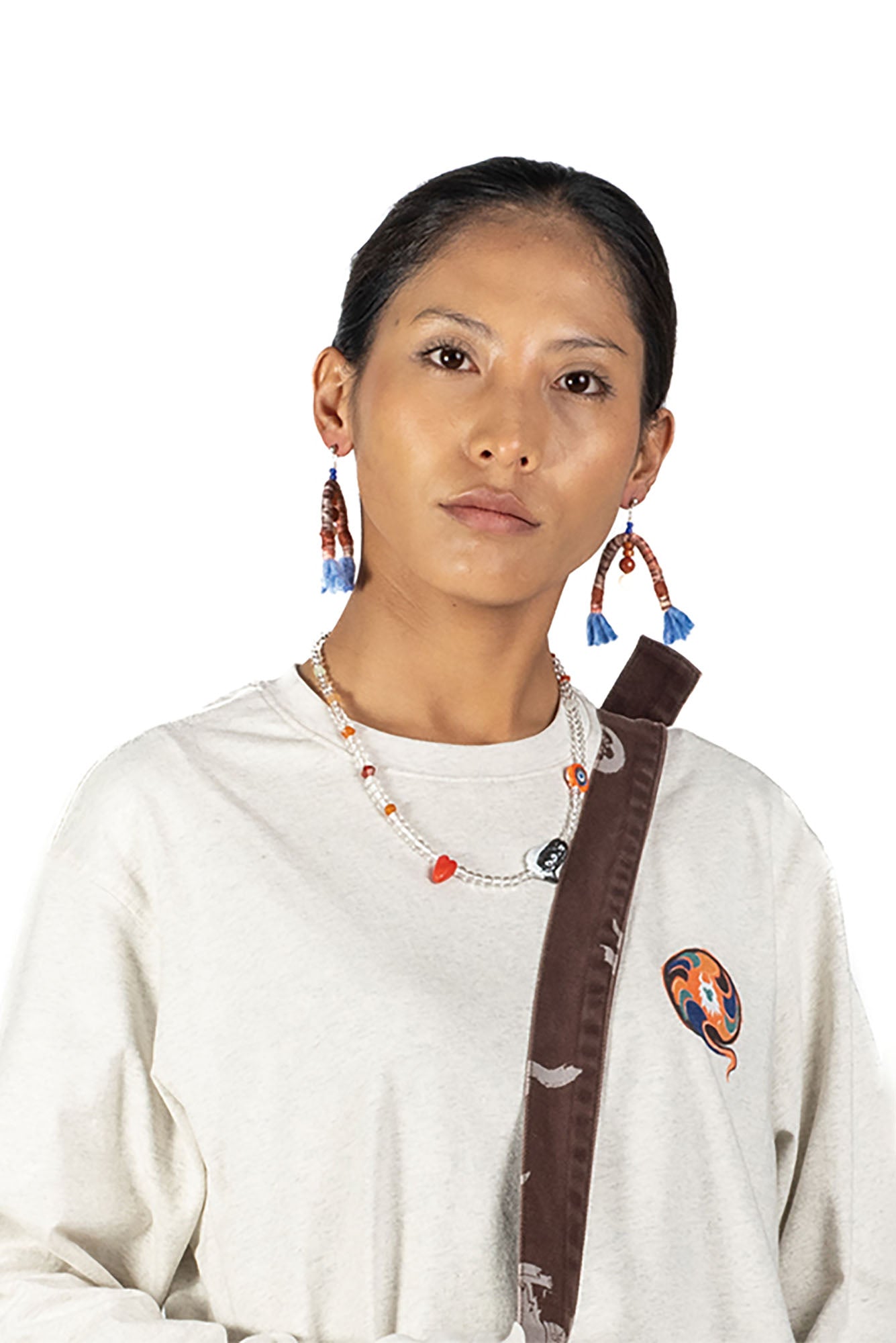 NERHI Tribal Wool Beaded Drop Earrings