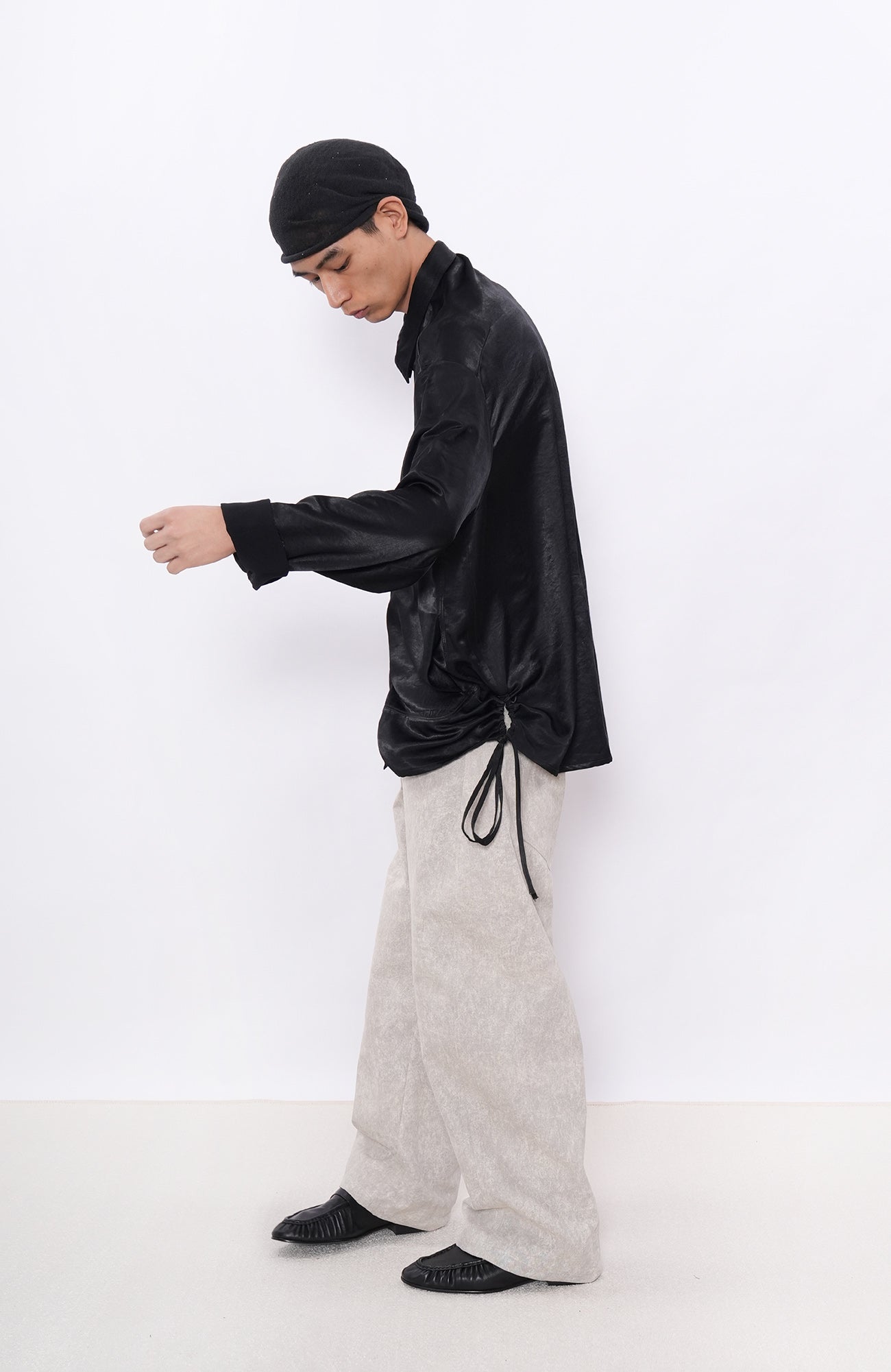 7440 37 1 Satin-Sheen Side-Drawstring Zip Shirt, premium urban and streetwear designers apparel on PROJECTISR.com, 7440 37 1