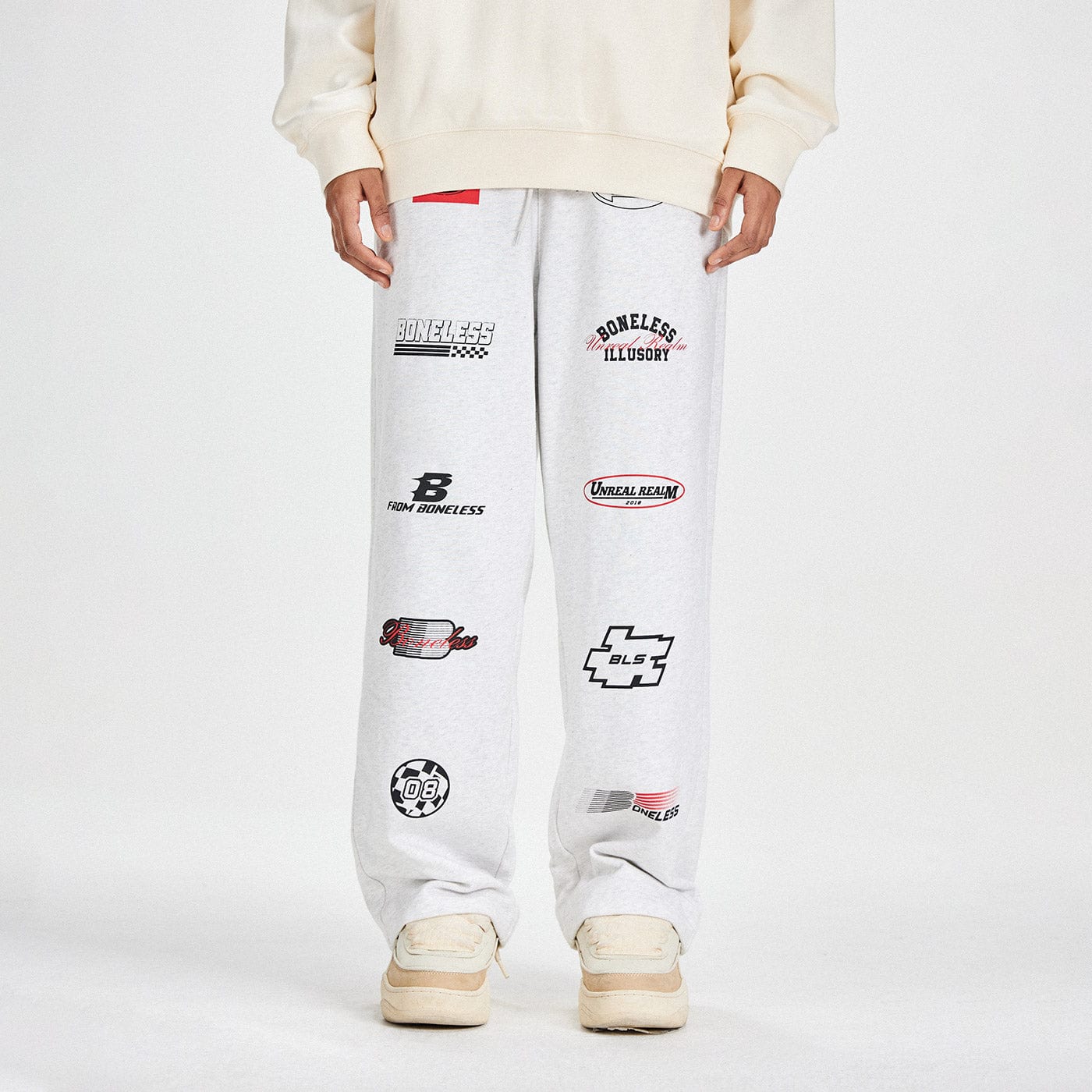 BONELESS Racing Logo Sweatpants, premium urban and streetwear designers apparel on PROJECTISR.com, BONELESS