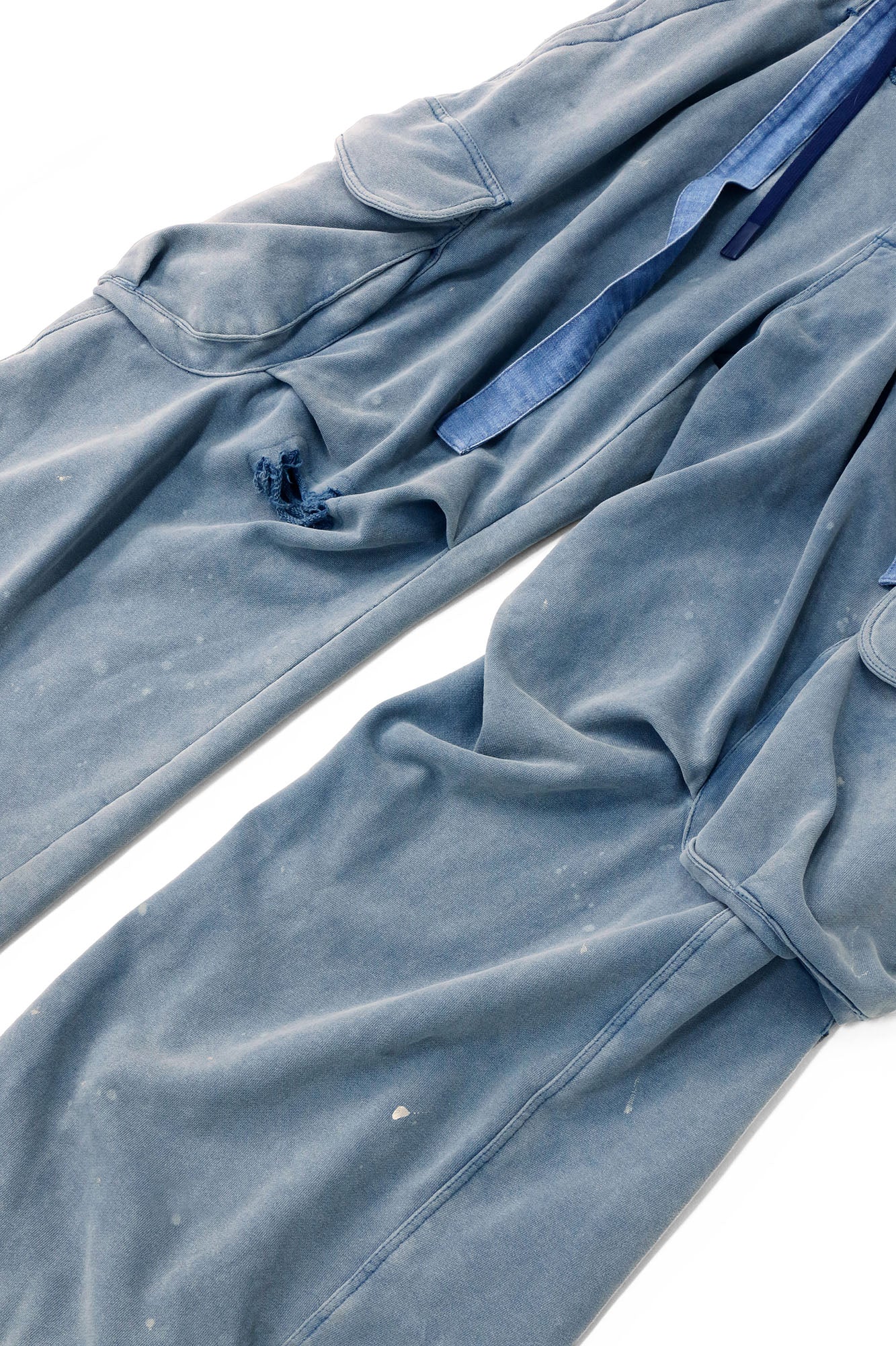 RELABEL Distressed Splatter Double-Waist Cargo Pants, premium urban and streetwear designers apparel on PROJECTISR.com, RELABEL