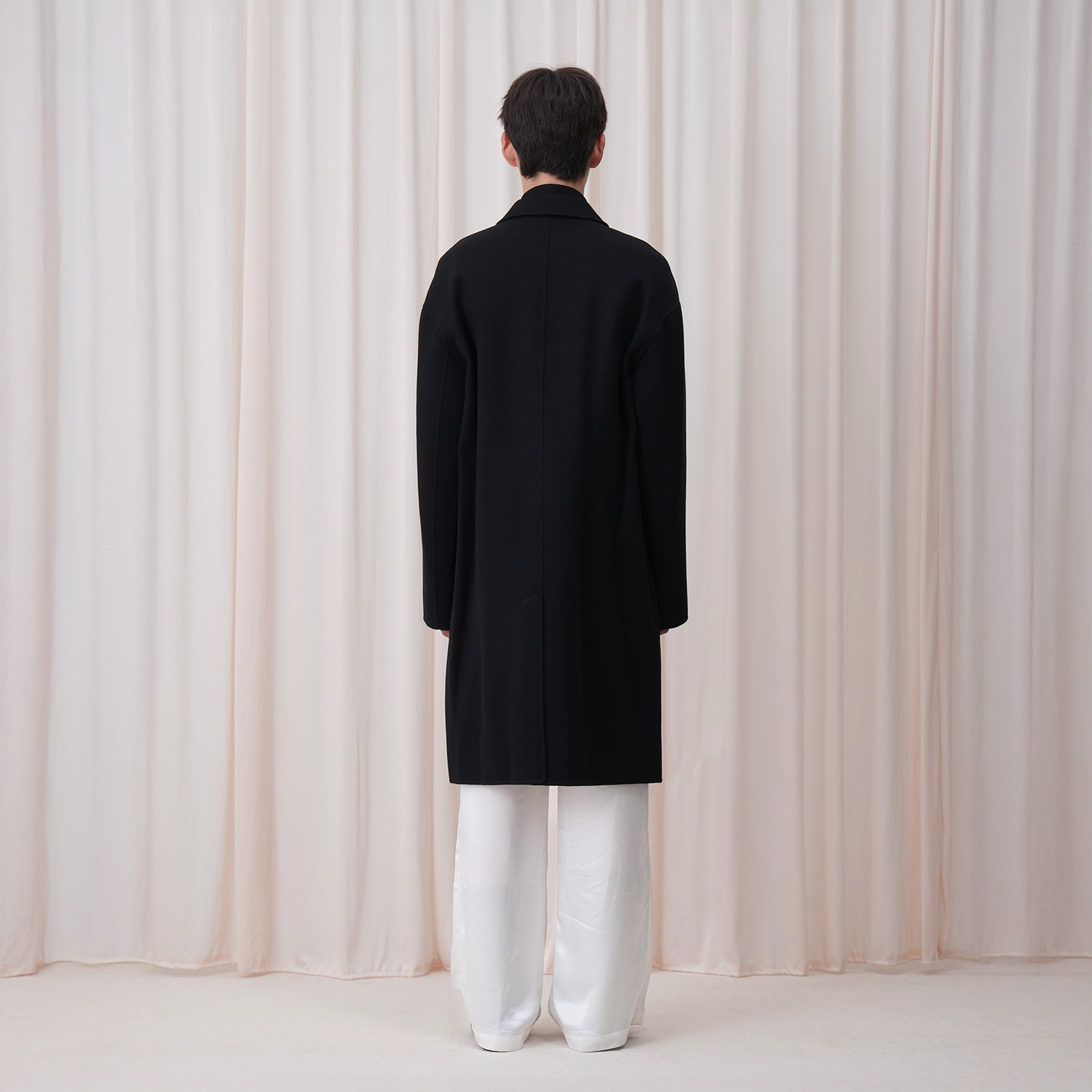 OUYANG WENJUN Minimal Wool Oversized Coat Black