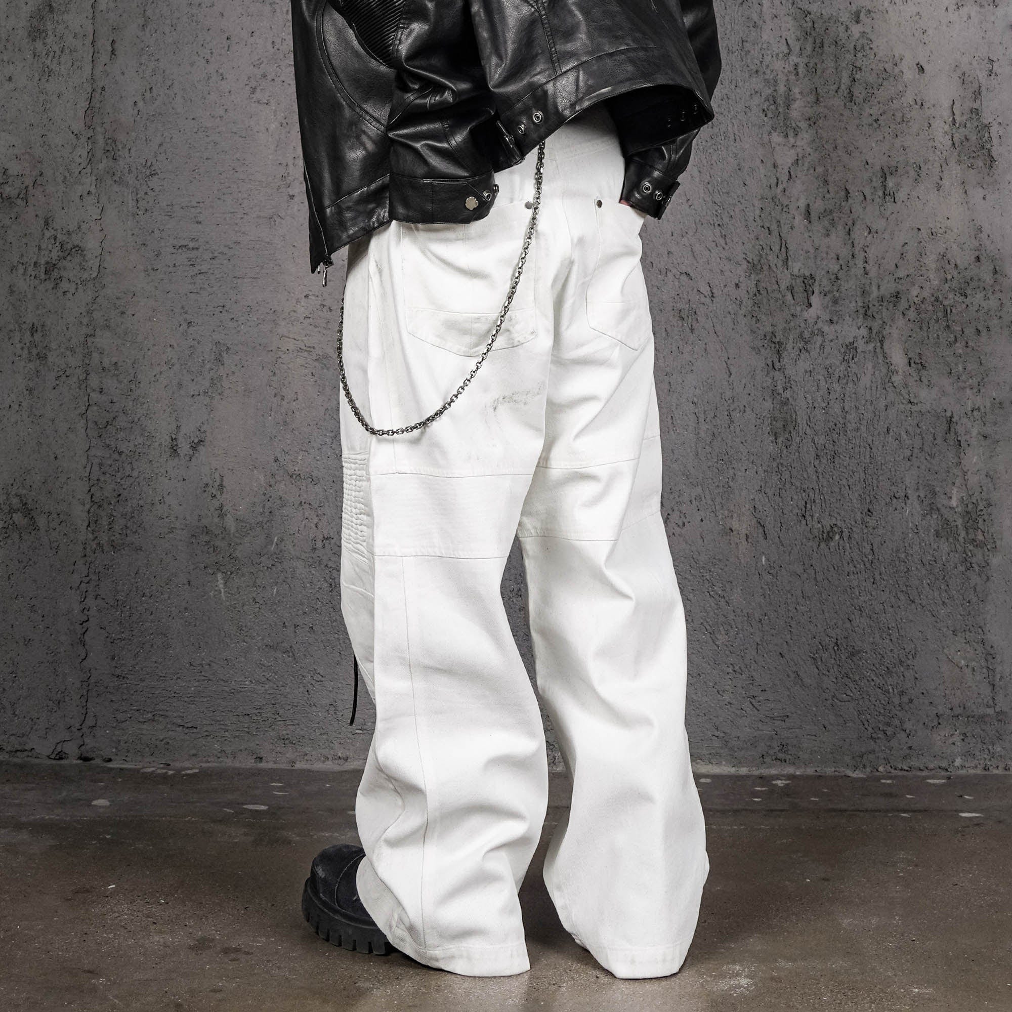 UNDERWATER Infernal Gaze Crinkled Waxed Wide-Leg Pants White, premium urban and streetwear designers apparel on PROJECTISR.com, UNDERWATER