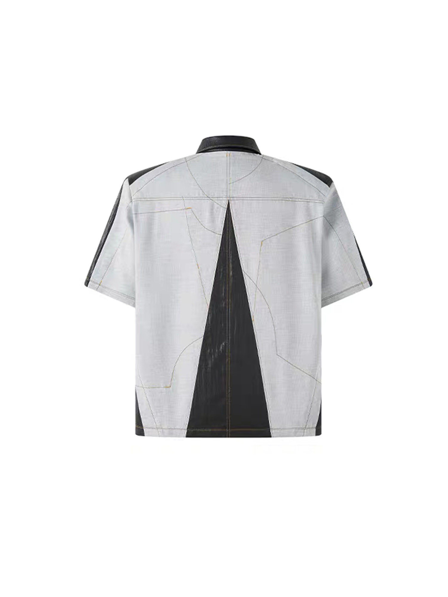TIWILLTANG Contrast Stitch Paneled Zip-Up Half Shirt