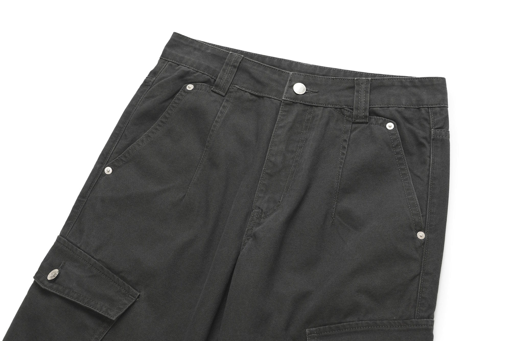 OKAYTHXBYE Washed Button Flap-Pocket Cargo Pants, premium urban and streetwear designers apparel on PROJECTISR.com, OKAYTHXBYE