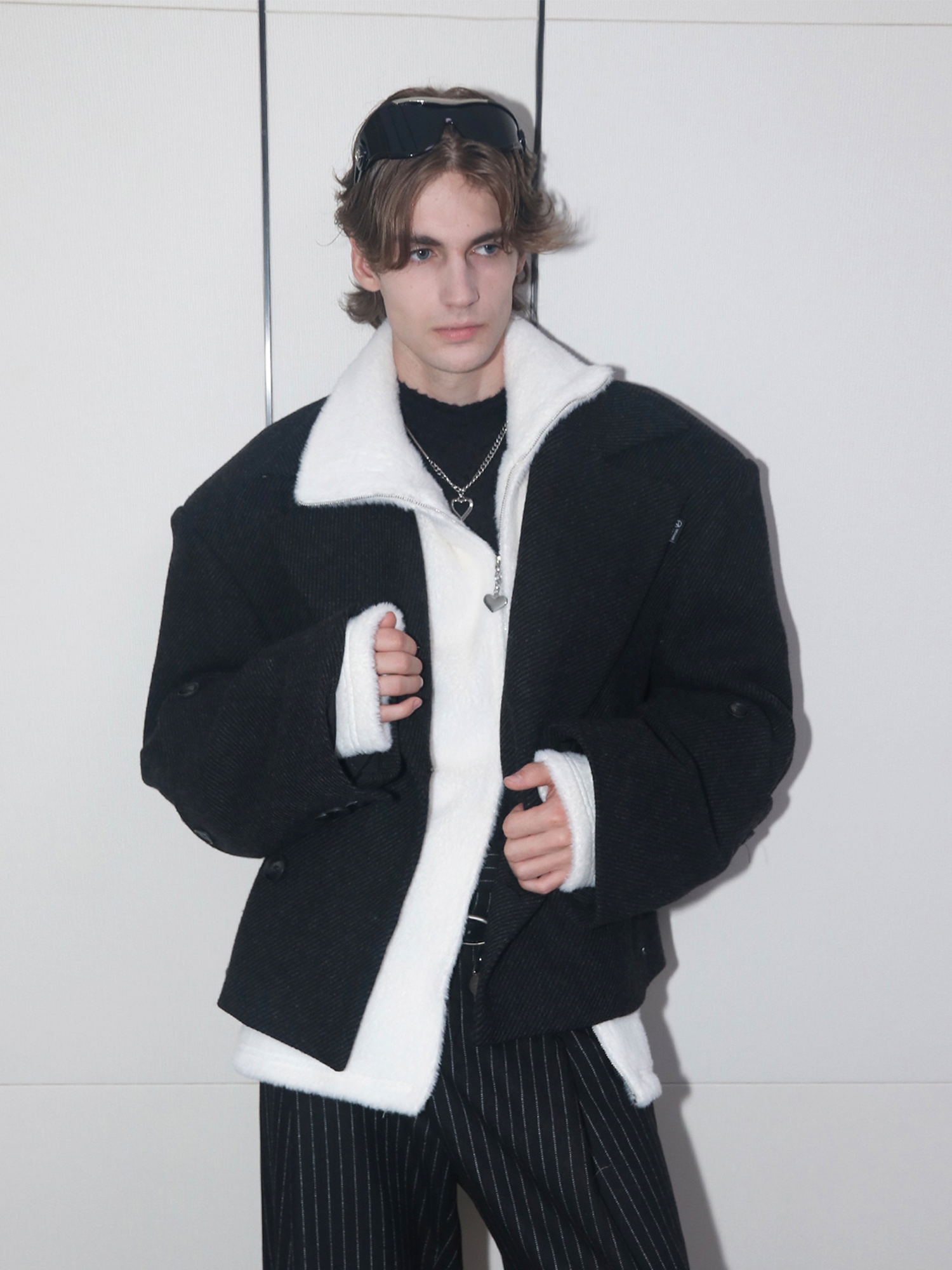 ASSEEN Double-Breast Wool-Blend Oversized Coat