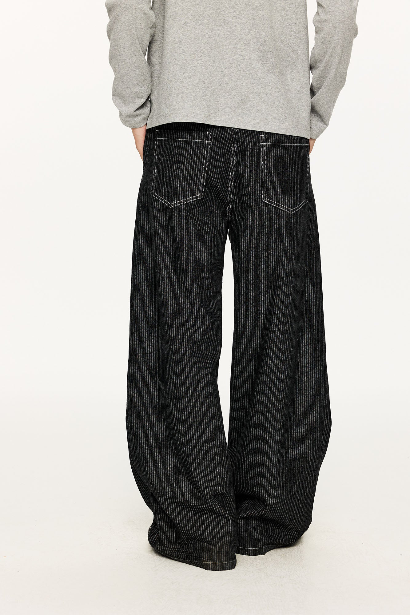 KREATE Asymmetric Button-Up Pleated Jeans