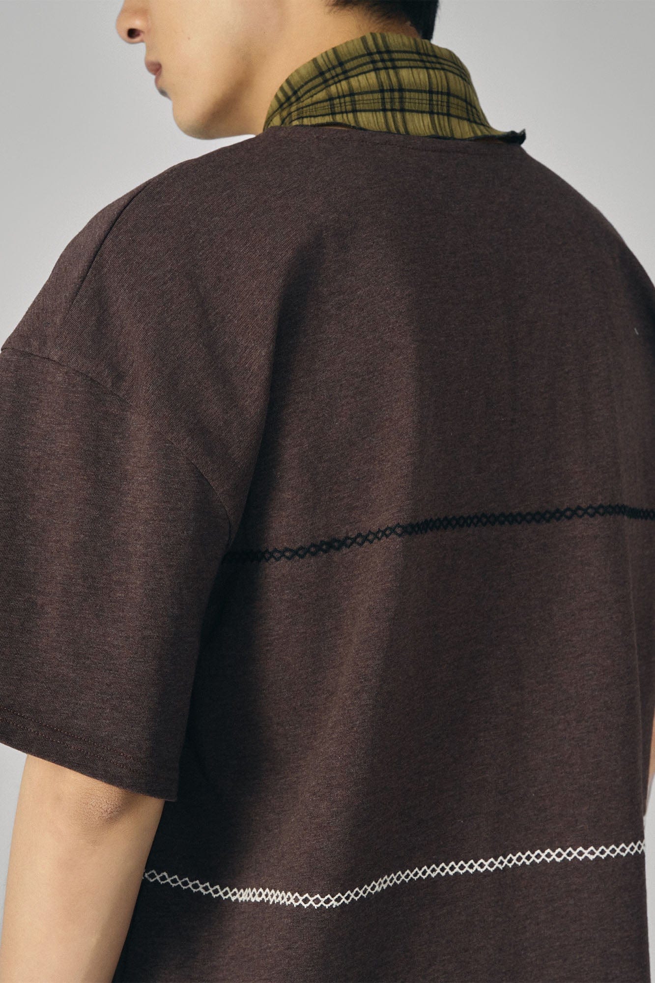GONGHE REPUB Retro Chain Embroidered Henley T-Shirt, premium urban and streetwear designers apparel on PROJECTISR.com, GONGHE REPUB