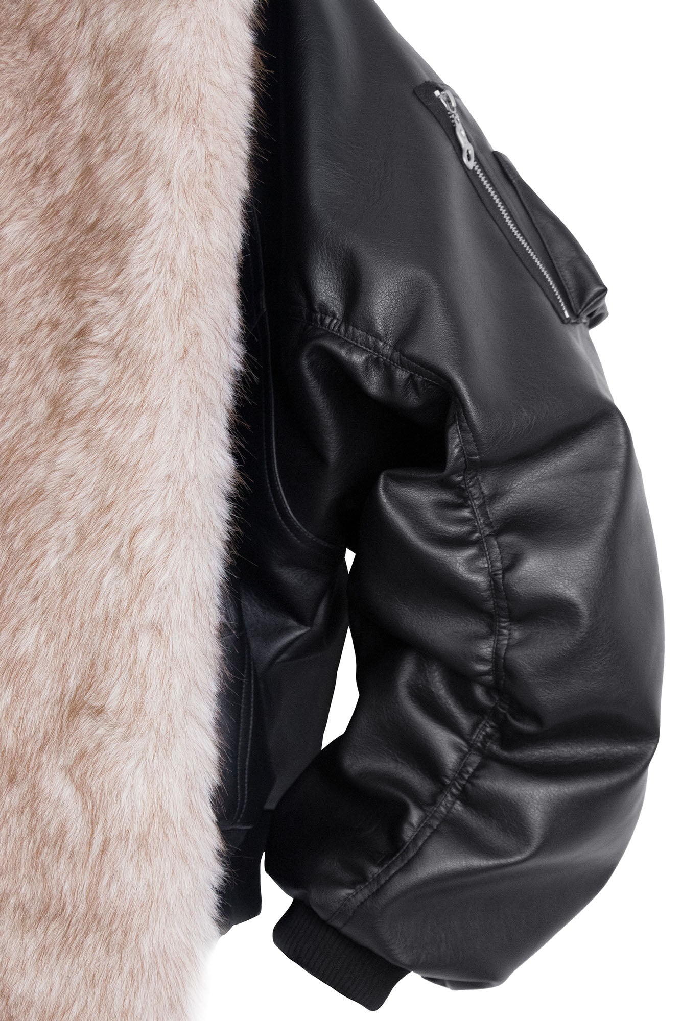 RELABEL Detachable Plush Scarf Ruched Hooded Jacket Black, premium urban and streetwear designers apparel on PROJECTISR.com, RELABEL