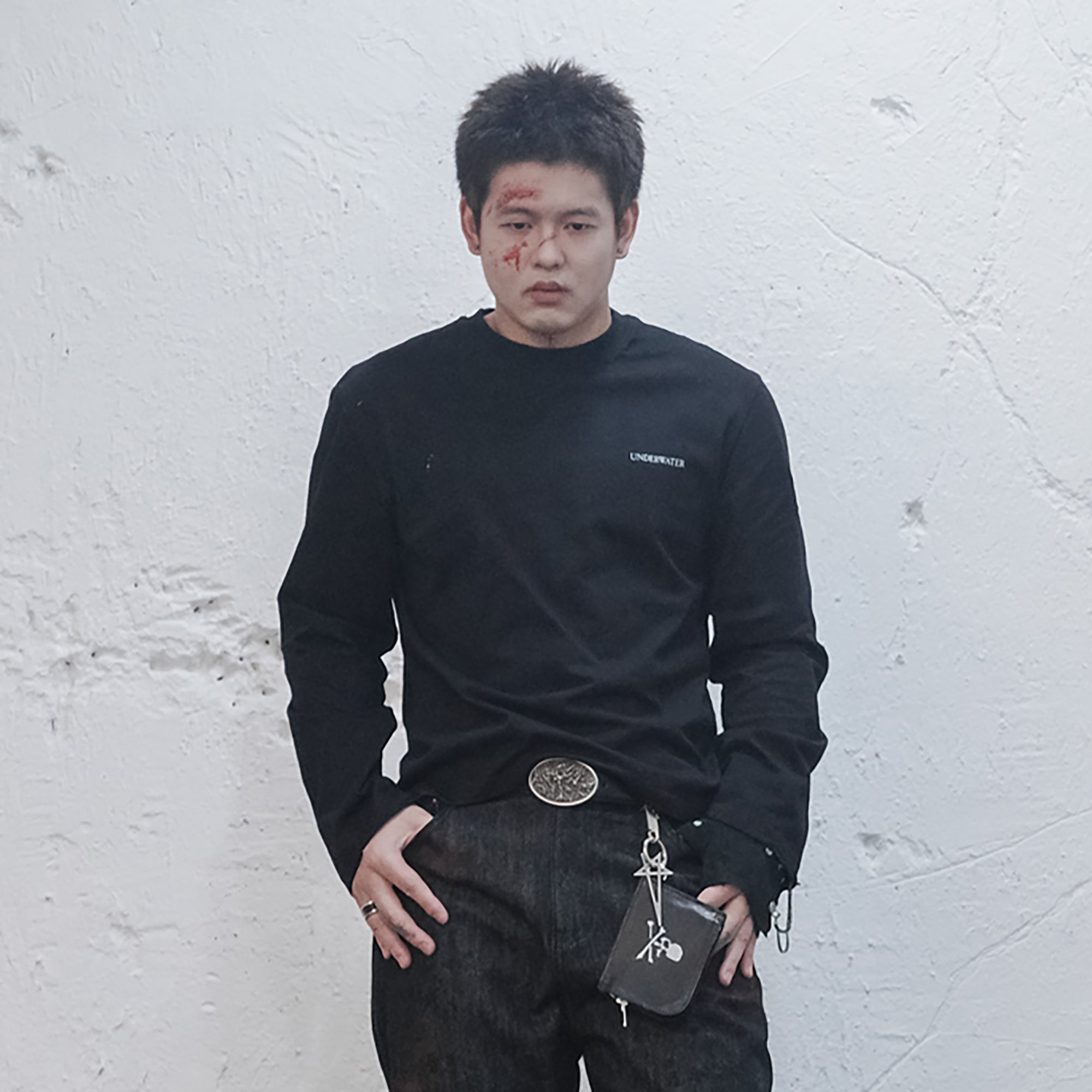 UNDERWATER Demon Slashed Cotton Long Sleeve Tee Black