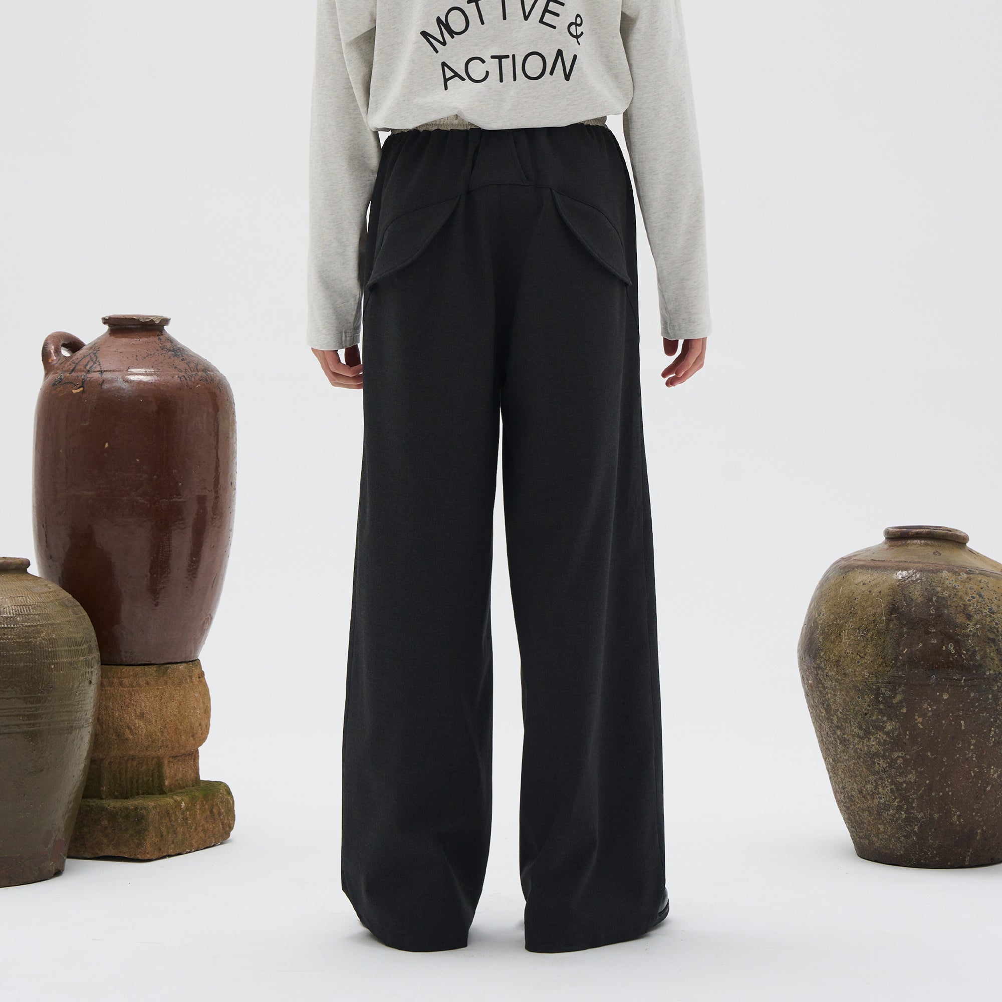 7440 37 1 Contrast Waistband Panelled Trousers