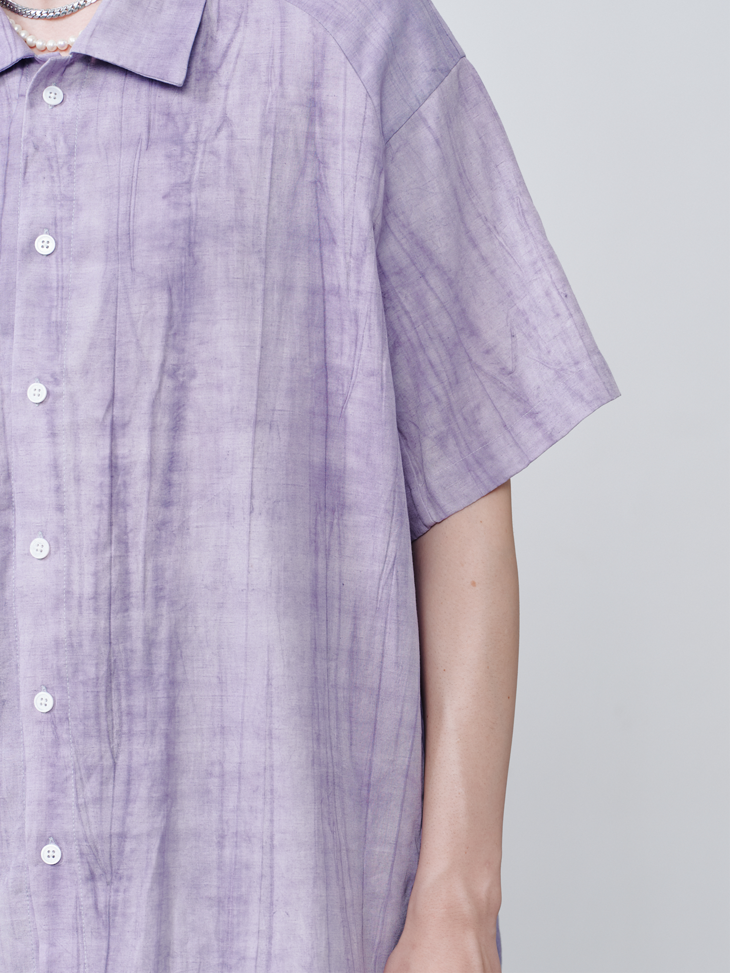 GRAINMUSTARD Crinkled Linen-Cotton Half Shirt, premium urban and streetwear designers apparel on PROJECTISR.com, GRAINMUSTARD