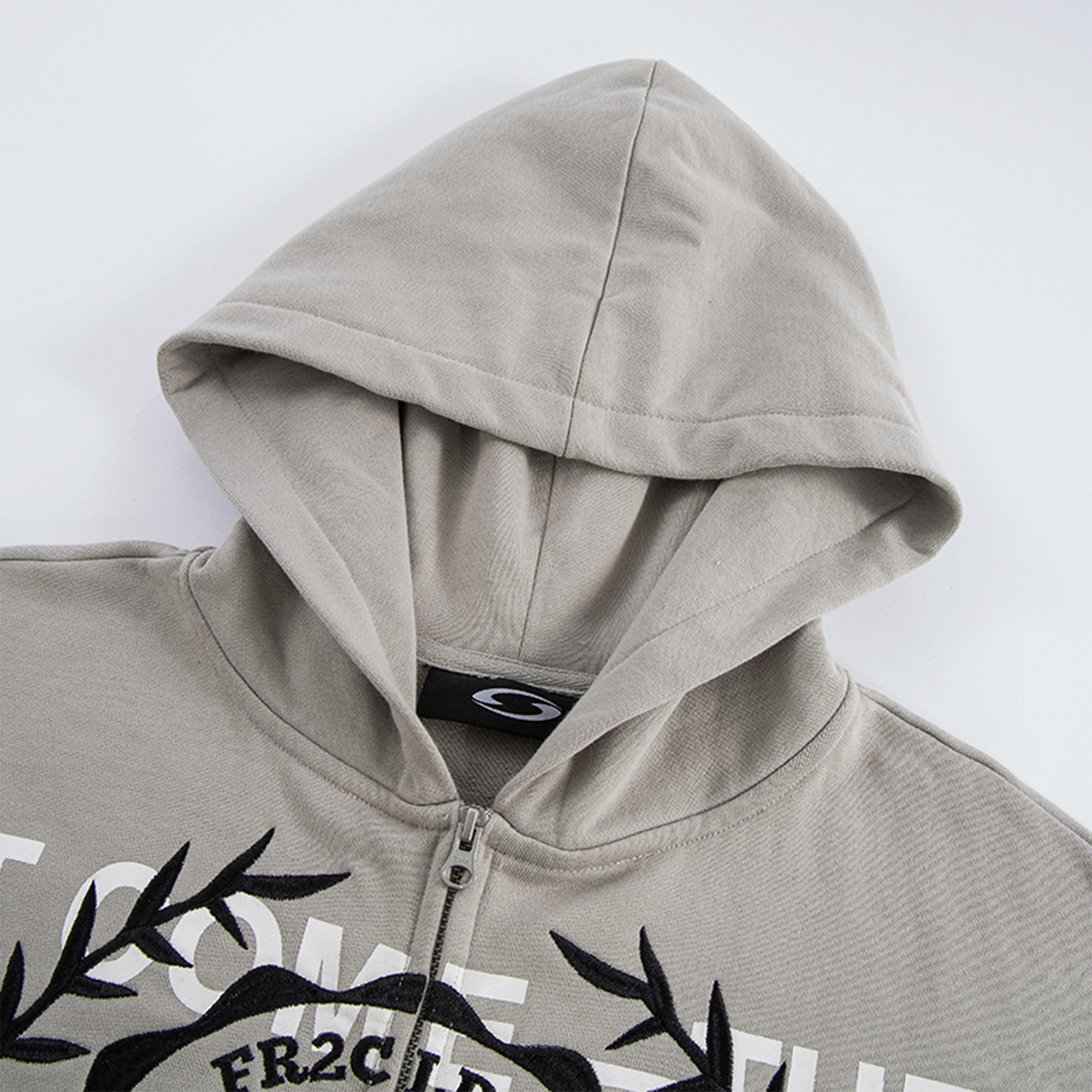 F2CE Embroidery Slogan Graphic Zip-Up Hoodie