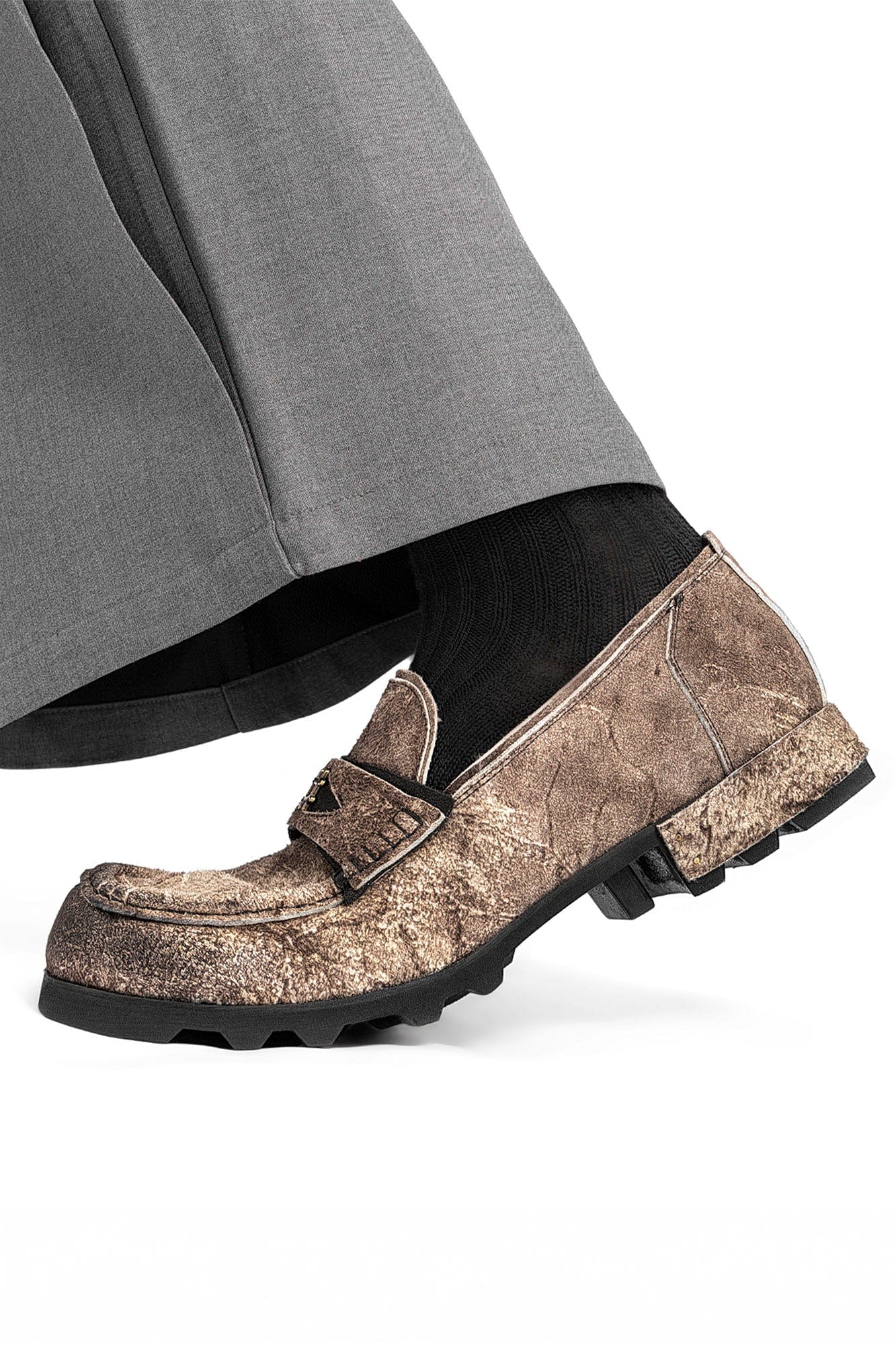 REWRITE Distressed Cowhide Saddle Loafers, premium urban and streetwear designers apparel on PROJECTISR.com, REWRITE