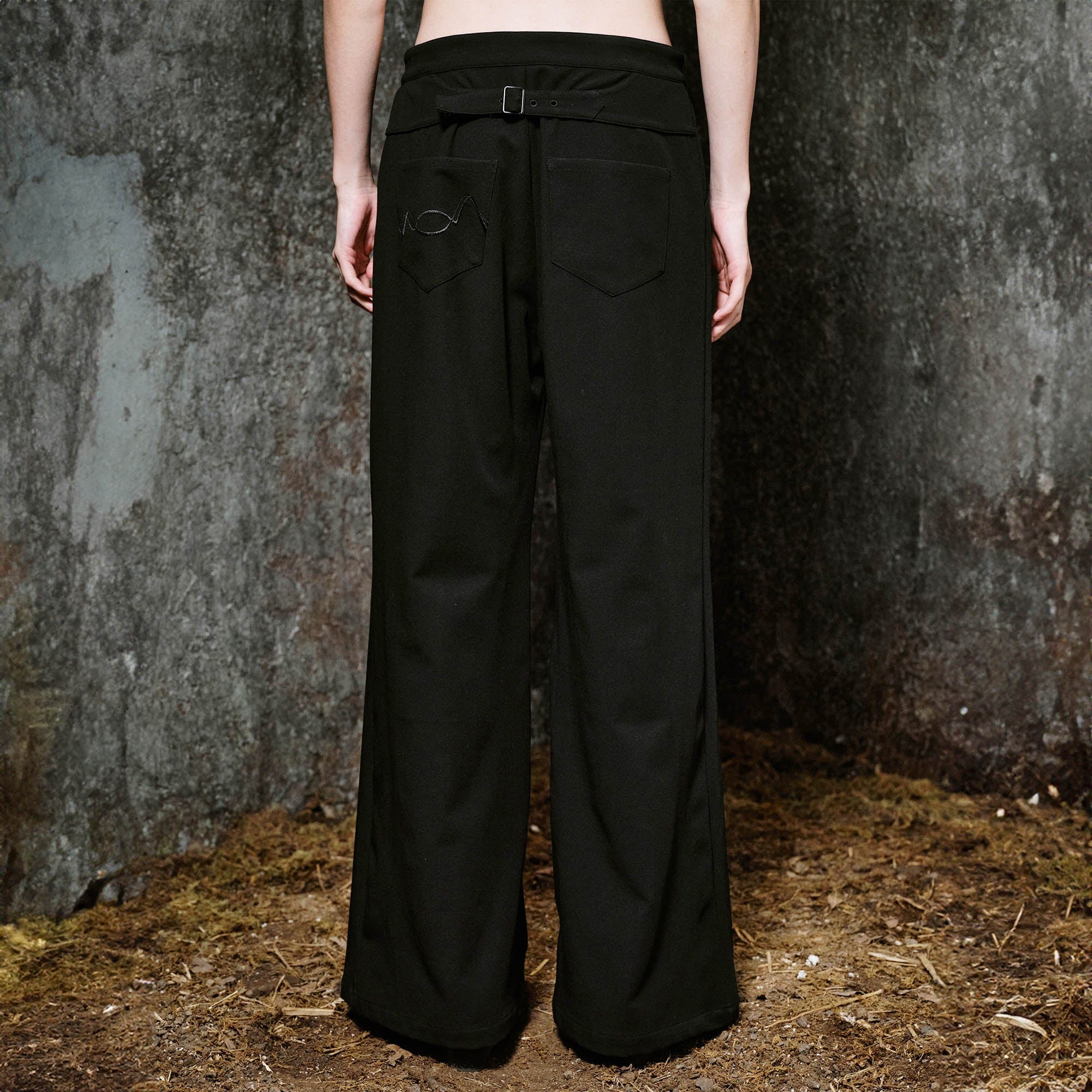 ILNya Nieternite Nifutur Back Tab Embroidered Flared Trousers, premium urban and streetwear designers apparel on PROJECTISR.com, ILNya Nieternite Nifutur