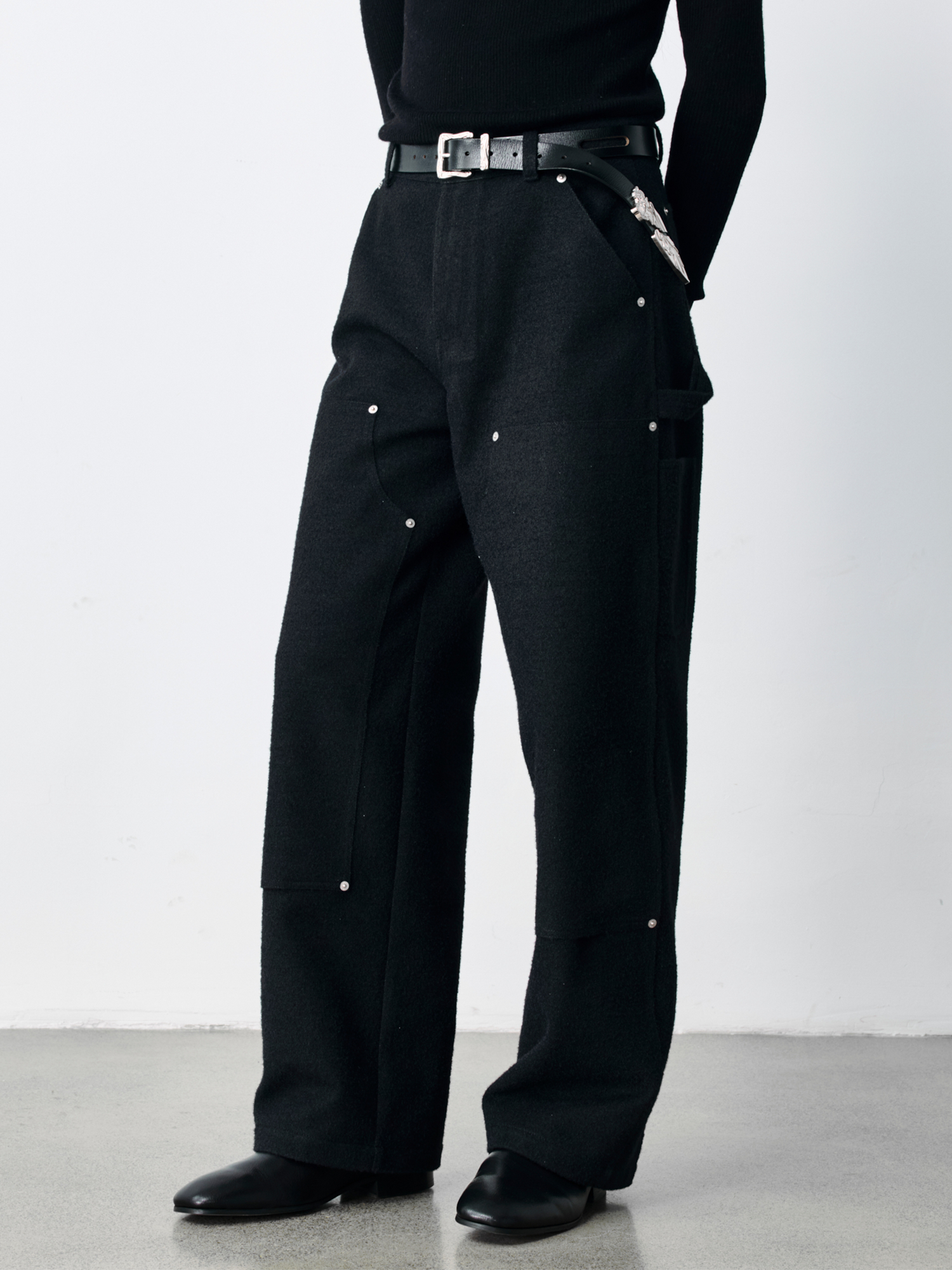 GRAINMUSTARD Brushed Raw Denim Studded Logger Pants