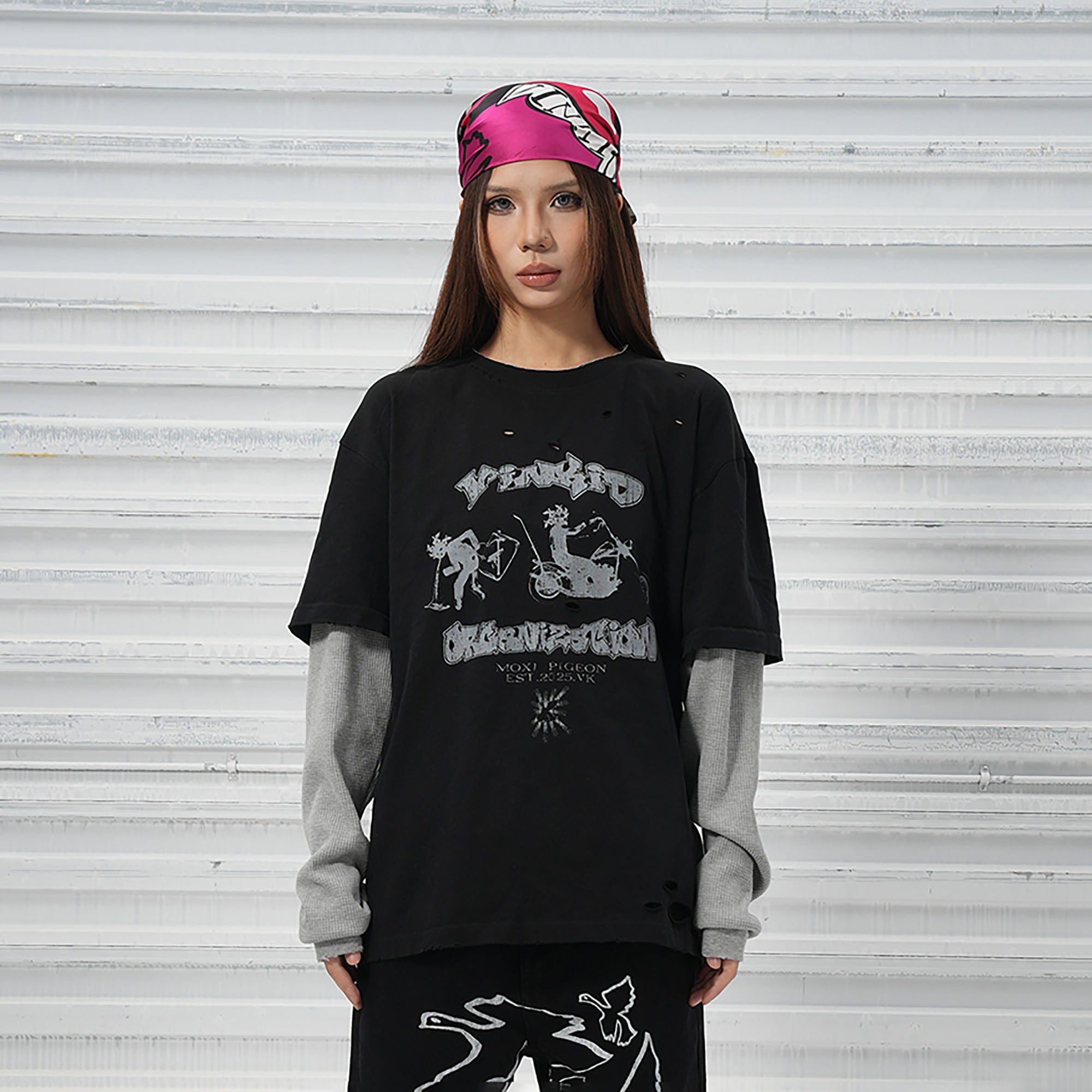 VINKID Stacked Sleeve Graphic Long-Sleeve Tee, premium urban and streetwear designers apparel on PROJECTISR.com, VINKID