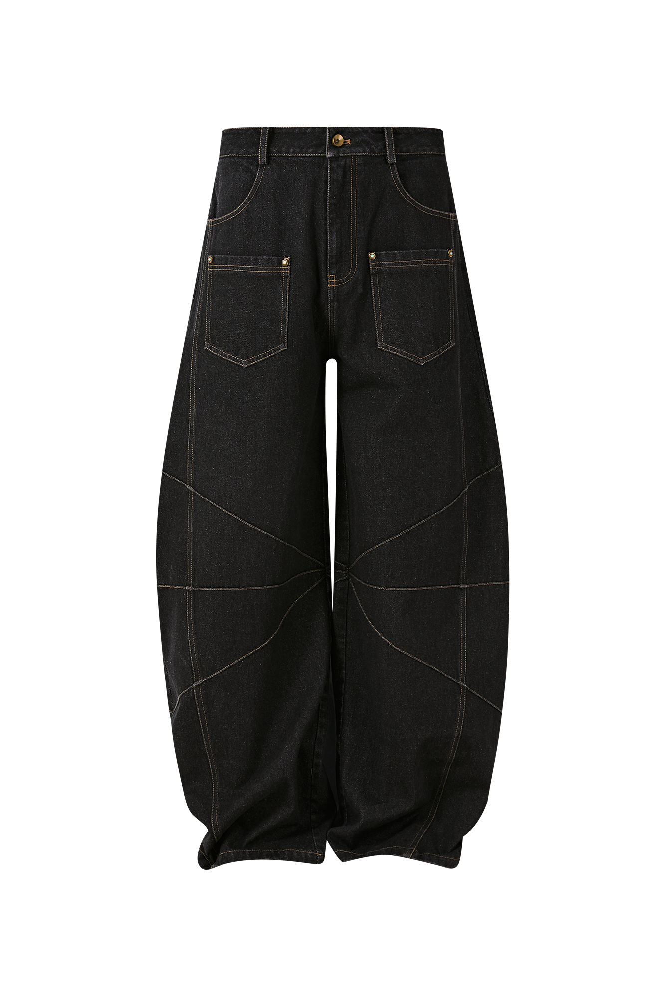 PASET Wide-Leg Raw Denim Curved Jeans