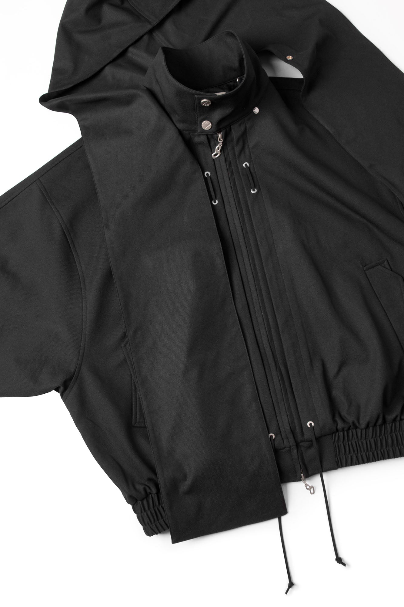 RELABEL Detachable Hood Batwing Sleeve Jacket Black