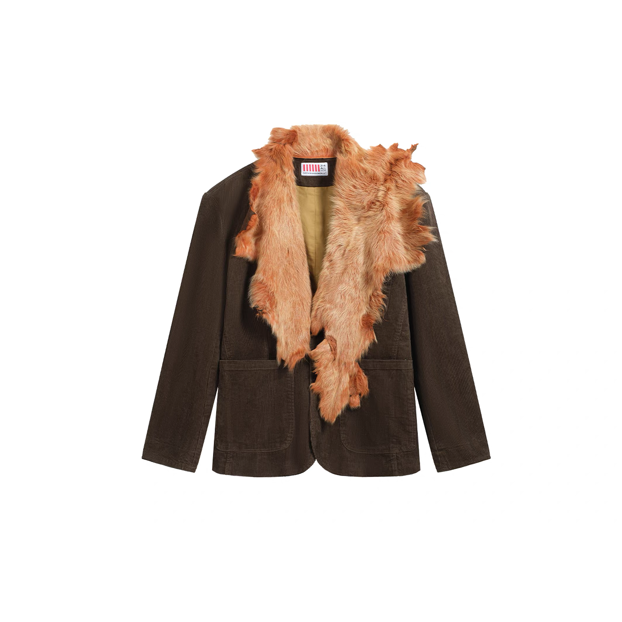 NOTHINGNESS WORLD Faux Fur Lapel Corduroy Blazer Jacket, premium urban and streetwear designers apparel on PROJECTISR.com, NOTHINGNESS WORLD