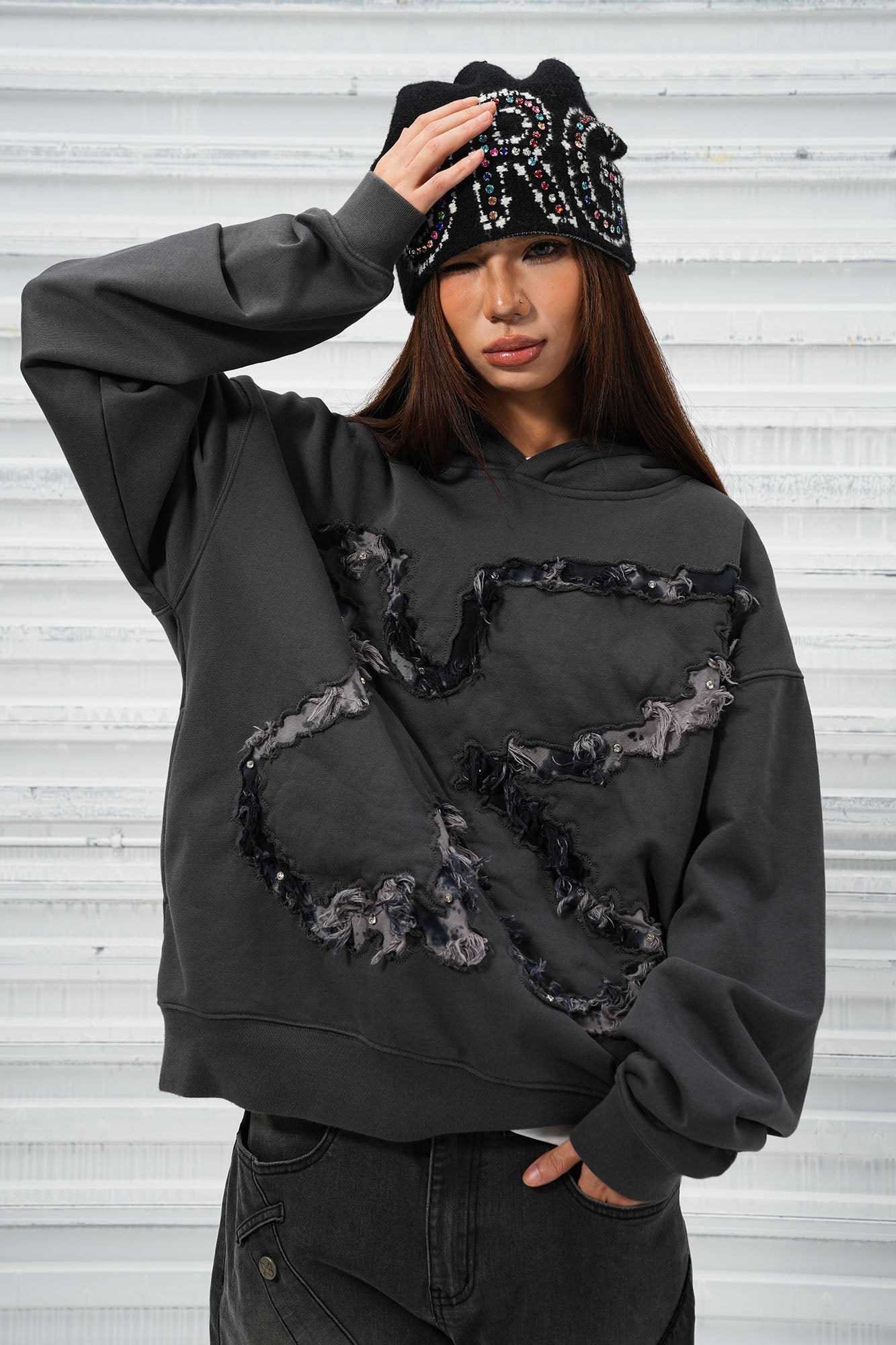 VINKID Raw Edge Pigeon Patch Hoodie, premium urban and streetwear designers apparel on PROJECTISR.com, VINKID