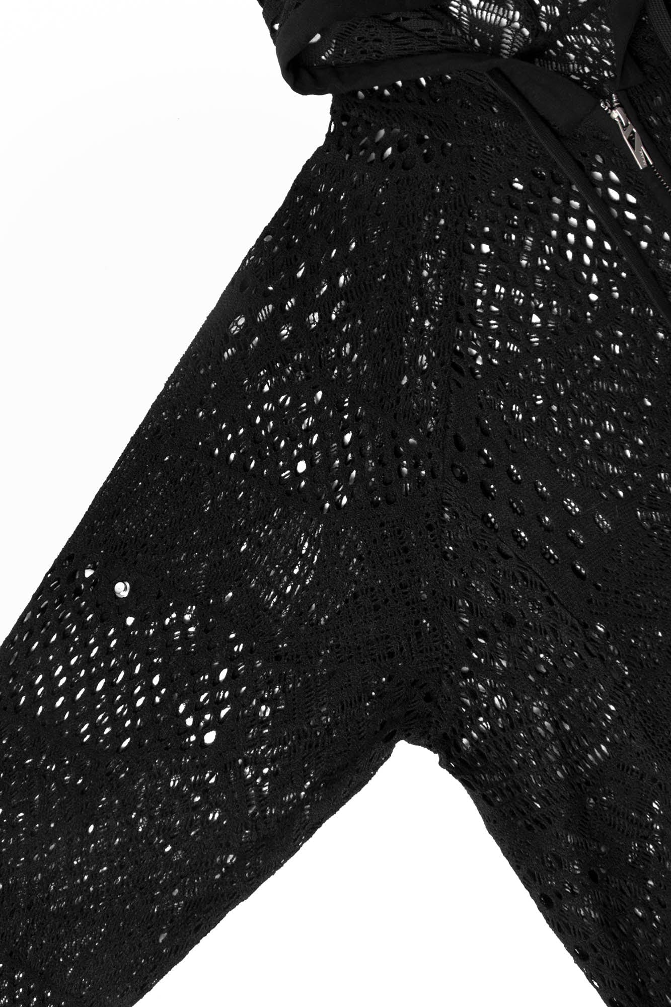 RELABEL Patchwork Crochet Mesh Zip-Up Hoodie, premium urban and streetwear designers apparel on PROJECTISR.com, RELABEL