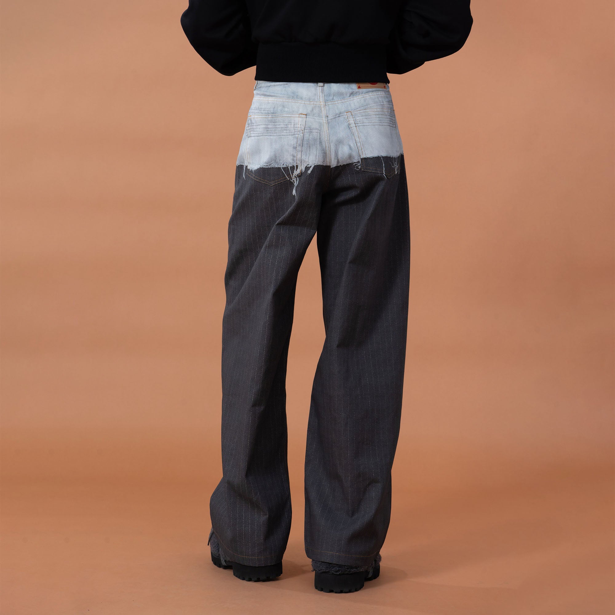 CLP Denim-Waist Pinstripe Straight-Leg Pants, premium urban and streetwear designers apparel on PROJECTISR.com, CLP