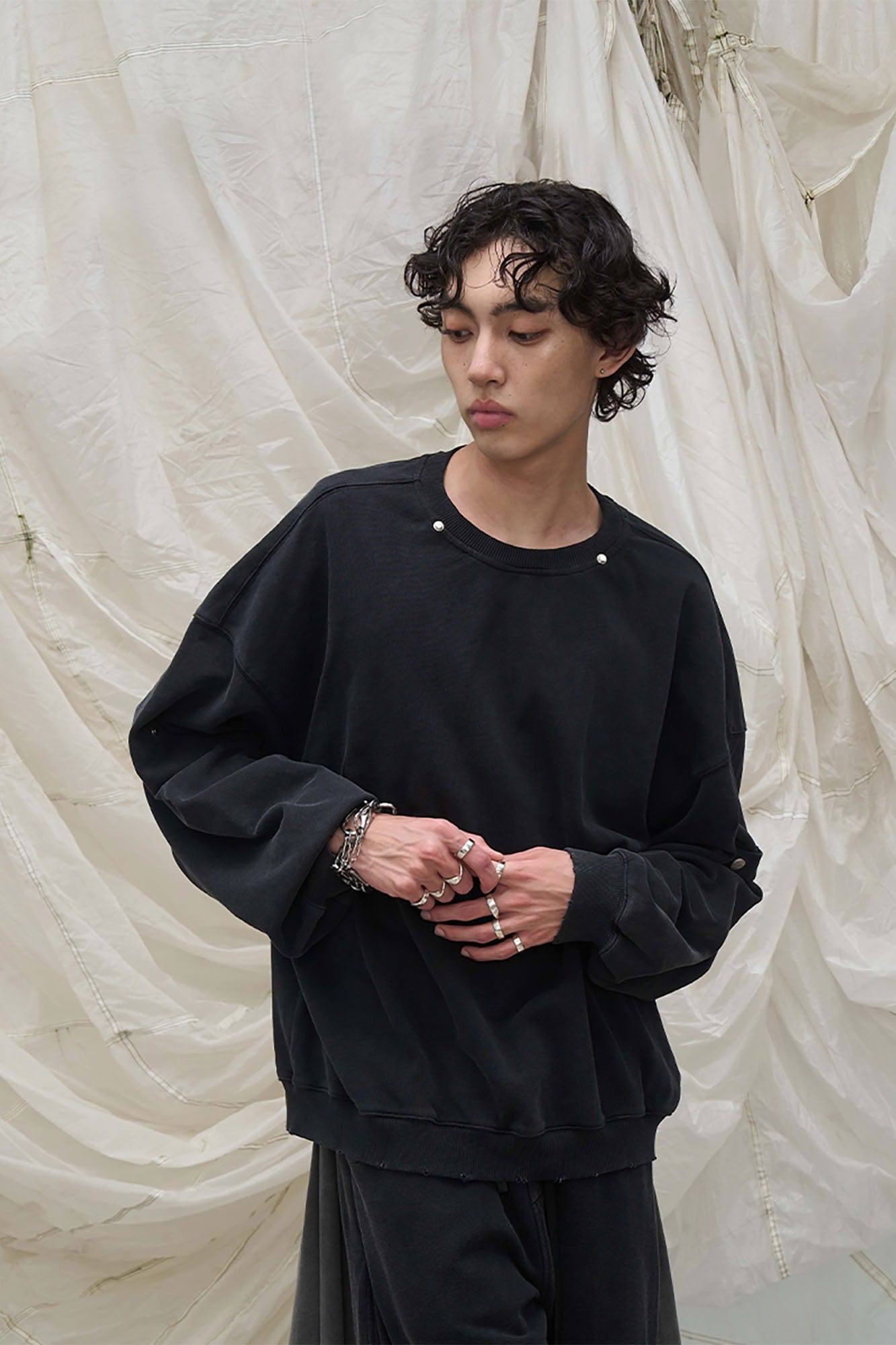 RELABEL Detachable-Hood Distressed Ripped Sweatshirt, premium urban and streetwear designers apparel on PROJECTISR.com, RELABEL