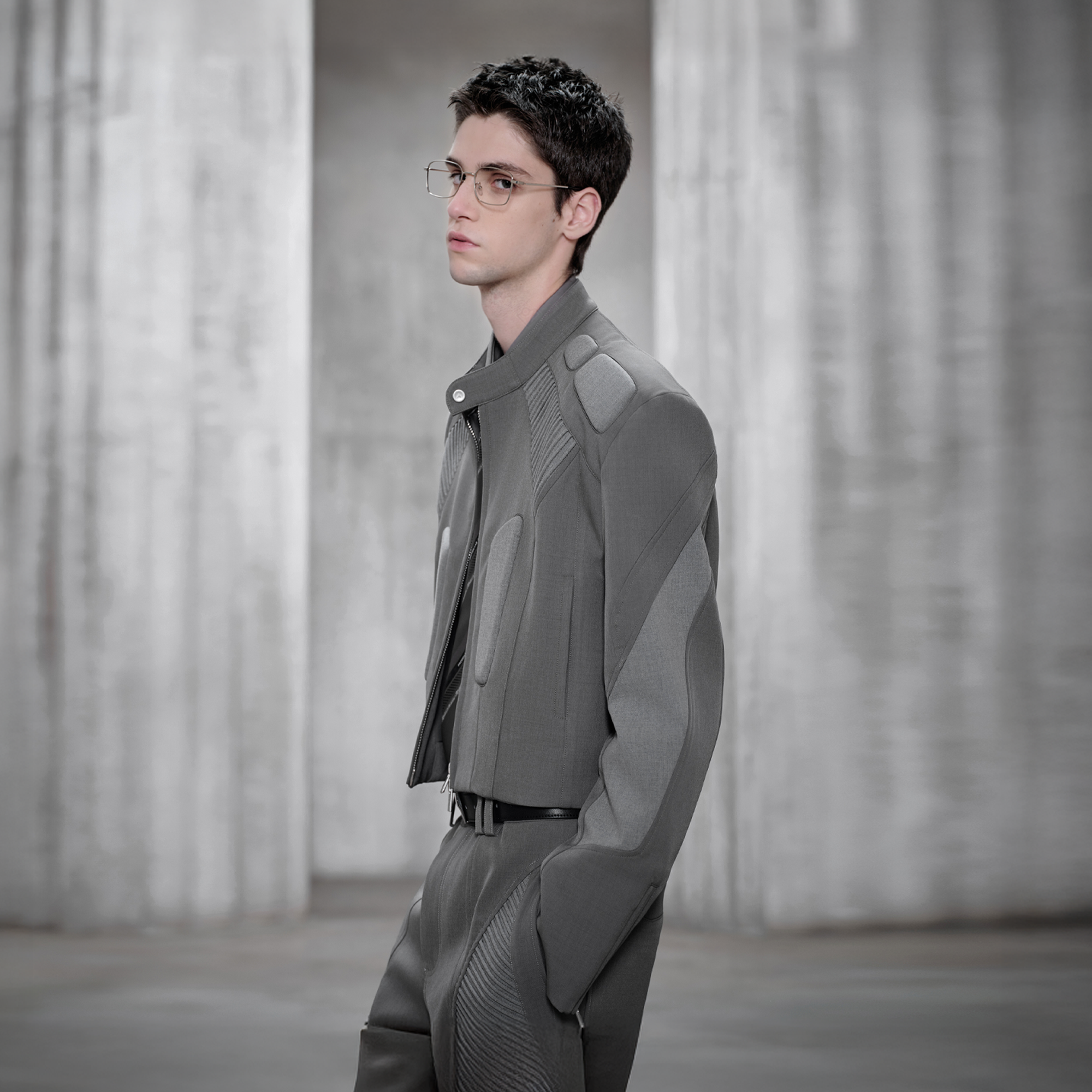 FACEONLAB Paneled Armor Padding Biker Jacket