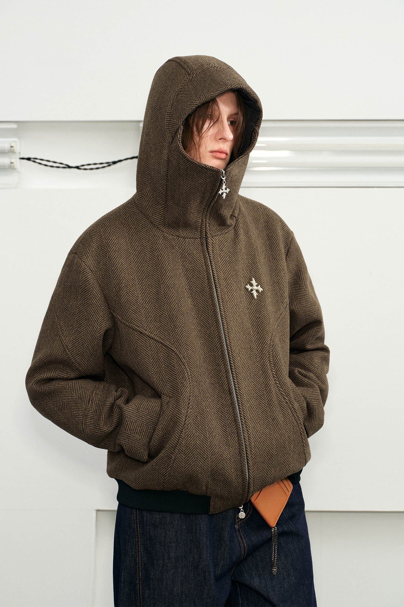 KREATE Herringbone Hooded Jacket, premium urban and streetwear designers apparel on PROJECTISR.com, KREATE
