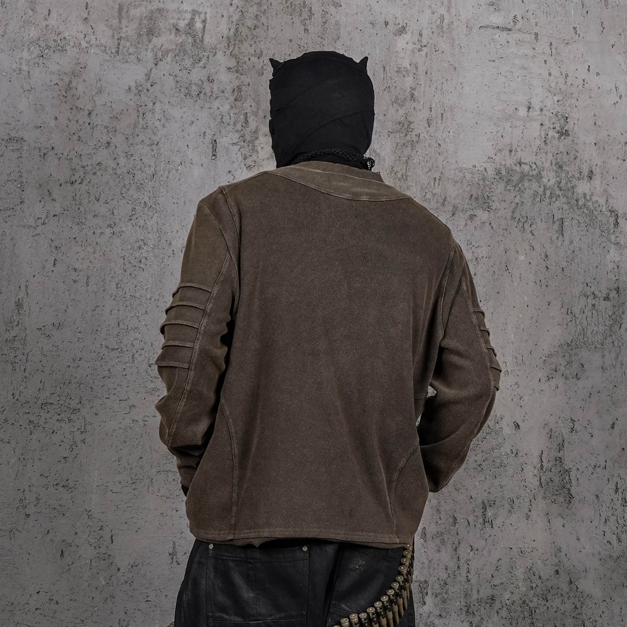 UNDERWATER Distressed Deconstructed Light Sweatshirt Brown, premium urban and streetwear designers apparel on PROJECTISR.com, UNDERWATER