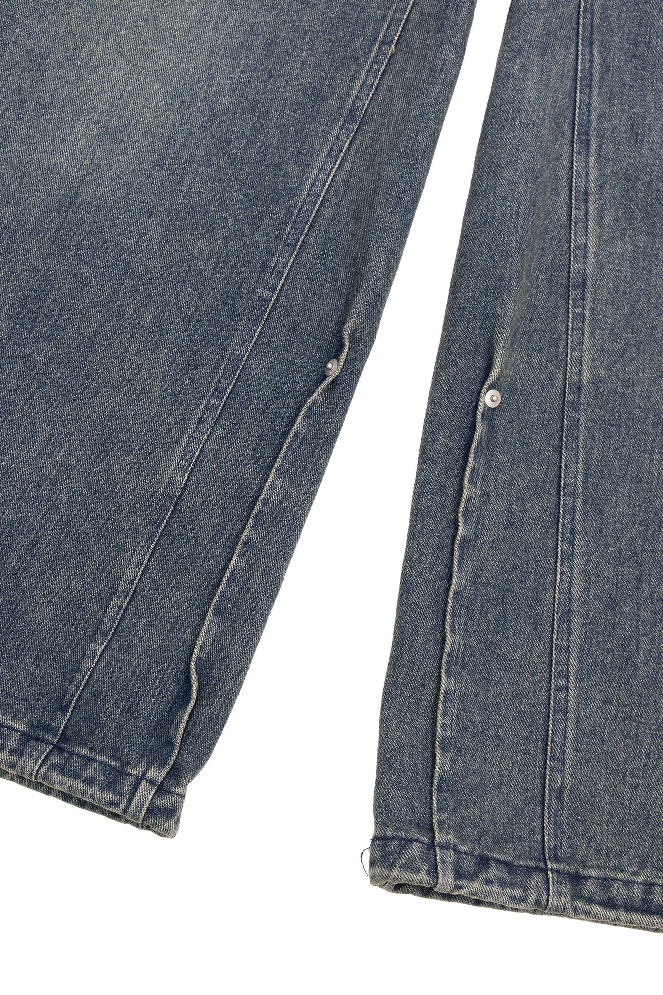 RELABEL Washed Studded Panel Oversized Jeans Blue, premium urban and streetwear designers apparel on PROJECTISR.com, RELABEL