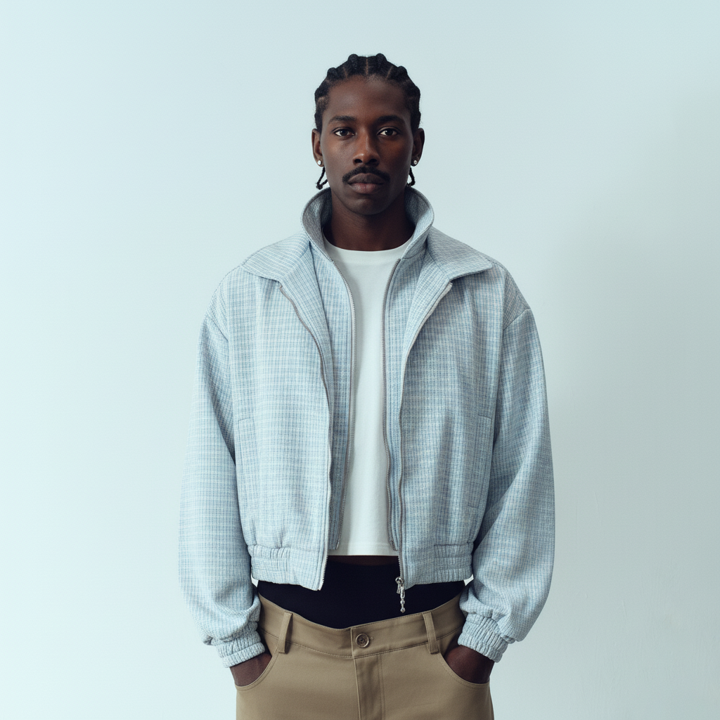 KADAKADA Double-Layer Collar Reversible Plaid Jacket