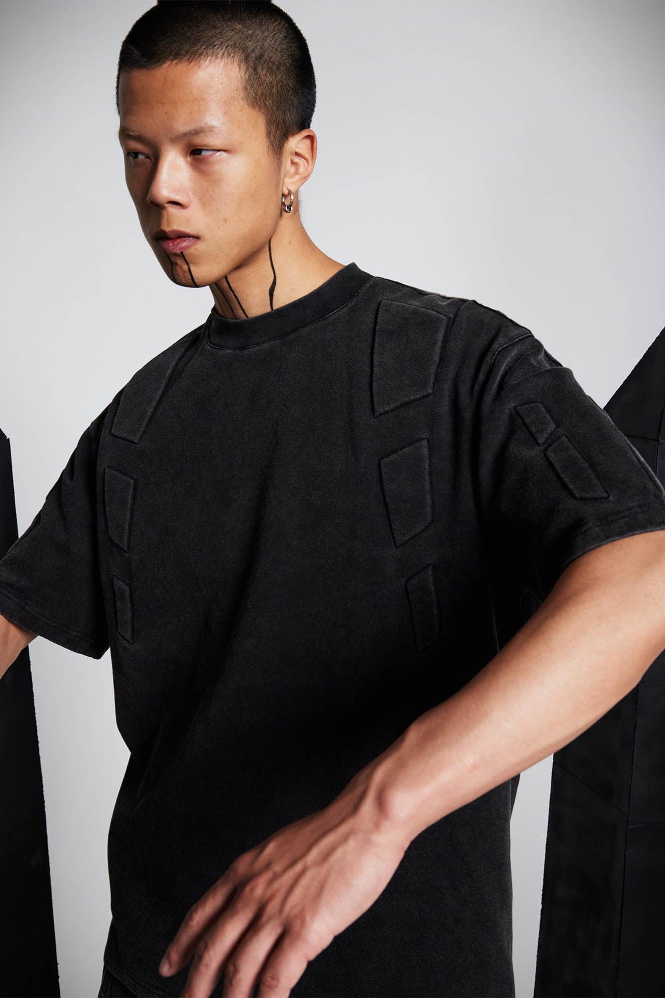 SSIN7 Armored Padded-Panel Washed T-Shirt, premium urban and streetwear designers apparel on PROJECTISR.com, SSIN7