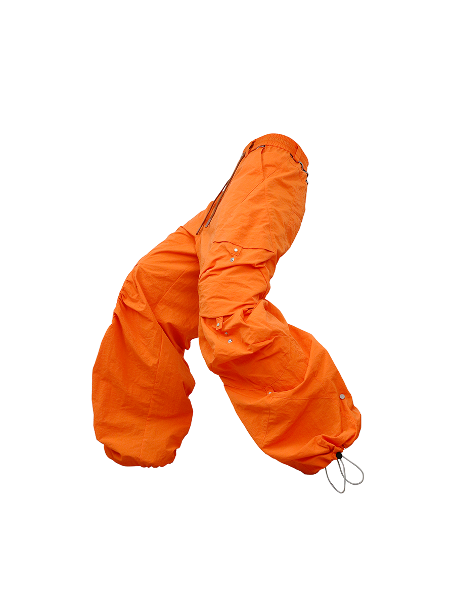 RELABEL Waterproof Nylon Drawstring Oversized Cargo Orange, premium urban and streetwear designers apparel on PROJECTISR.com, RELABEL