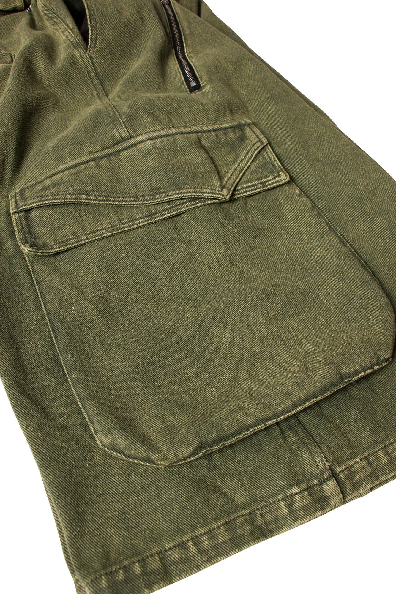 RELABEL Detachable Scarf Washed Multi-Pocket Wide-Leg Shorts Green, premium urban and streetwear designers apparel on PROJECTISR.com, RELABEL