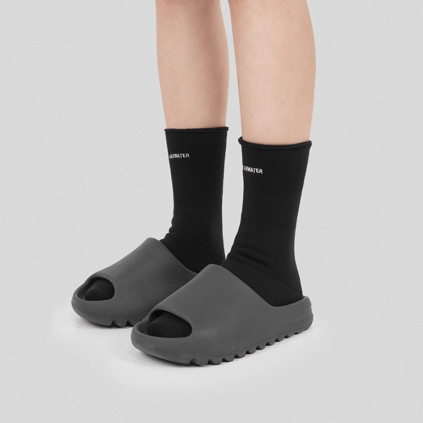 UNDERWATER Embroidered Socks Black, premium urban and streetwear designers apparel on PROJECTISR.com, UNDERWATER