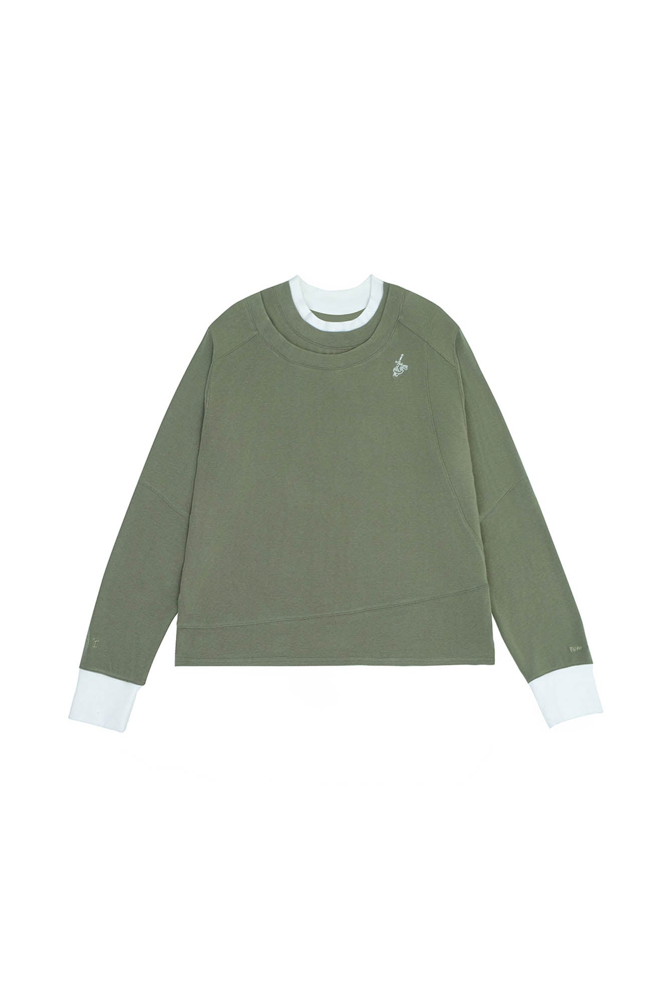 IN EXISTENCE Layered Asymmetrical Neck Embroidered Long-Sleeve Tee, premium urban and streetwear designers apparel on PROJECTISR.com, IN EXISTENCE