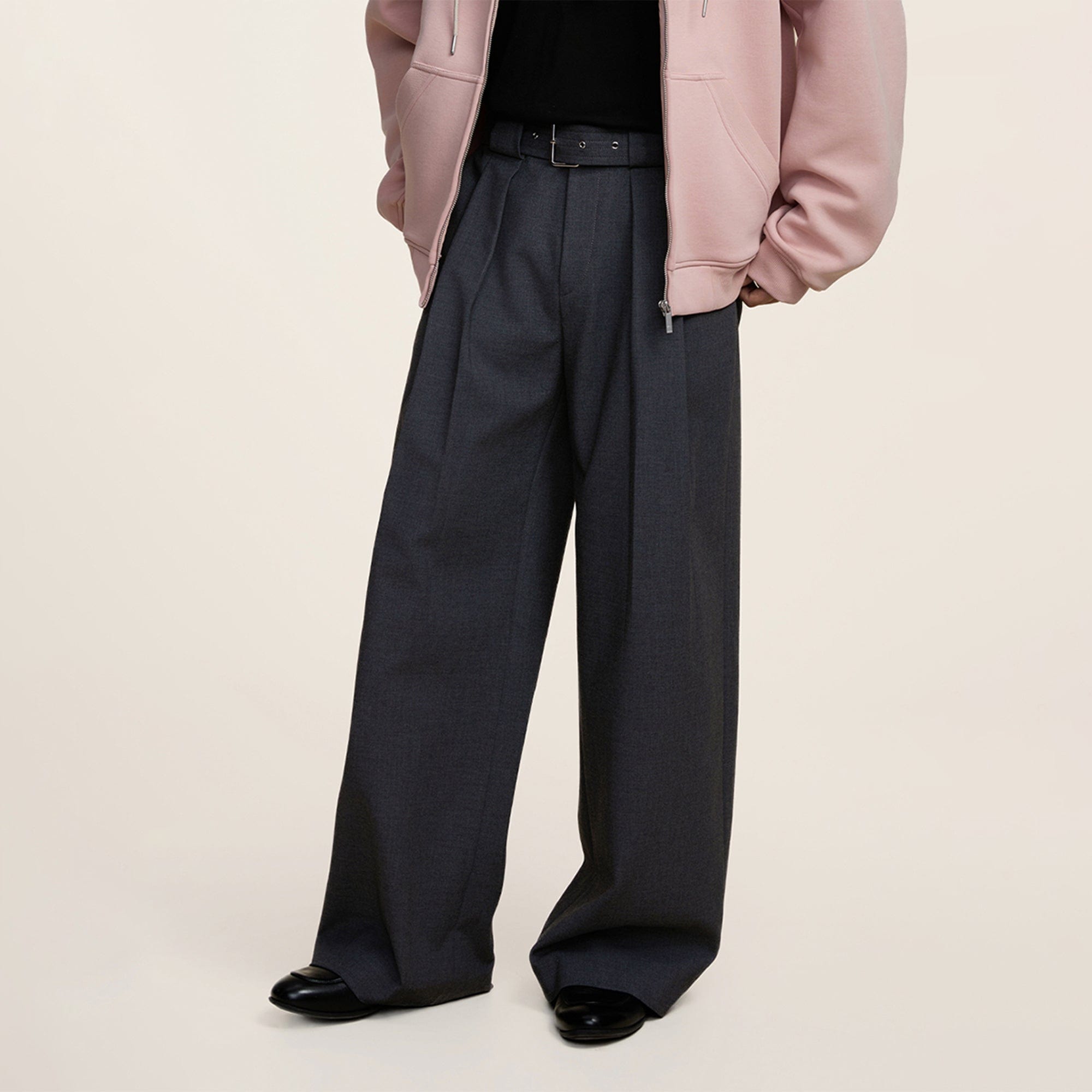 OPICLOTH Classic Pleated Belt Trousers, premium urban and streetwear designers apparel on PROJECTISR.com, OPICLOTH