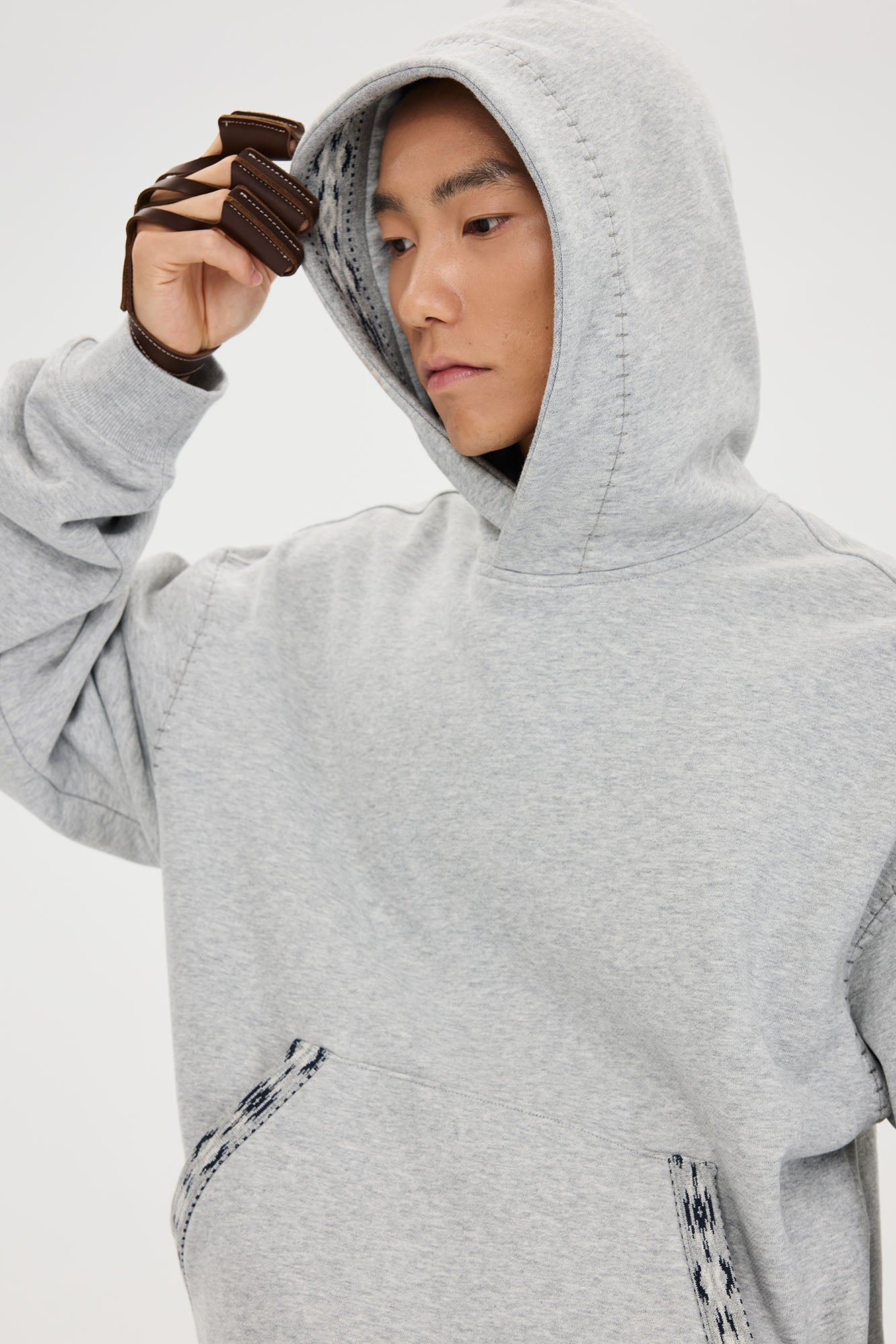 CATSSTAC Totem-Trimmed Kangaroo Pocket Hoodie, premium urban and streetwear designers apparel on PROJECTISR.com, CATSSTAC