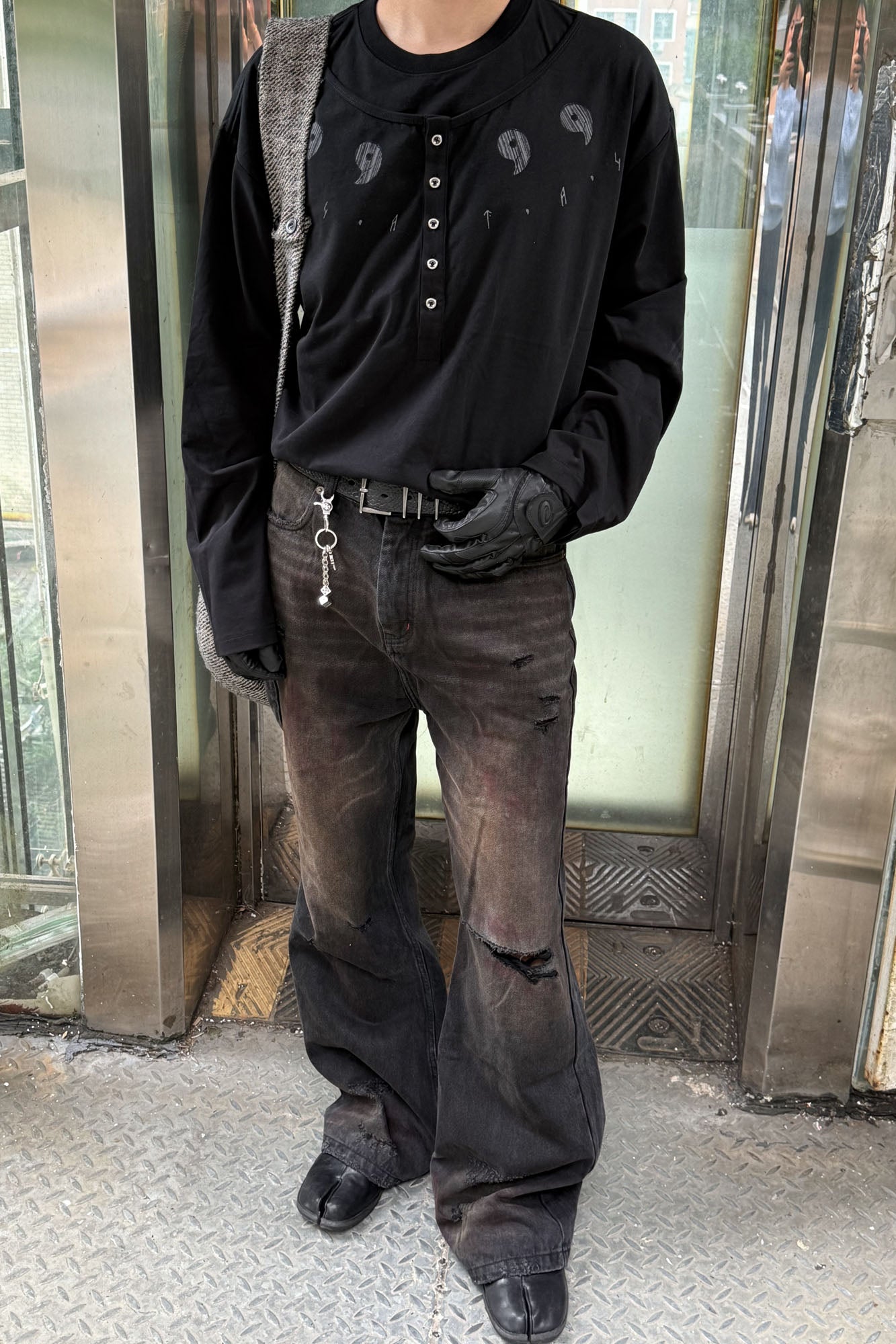 ESAIAS Graphic Faux Layer Henley Long-Sleeve Tee, premium urban and streetwear designers apparel on PROJECTISR.com, ESAIAS
