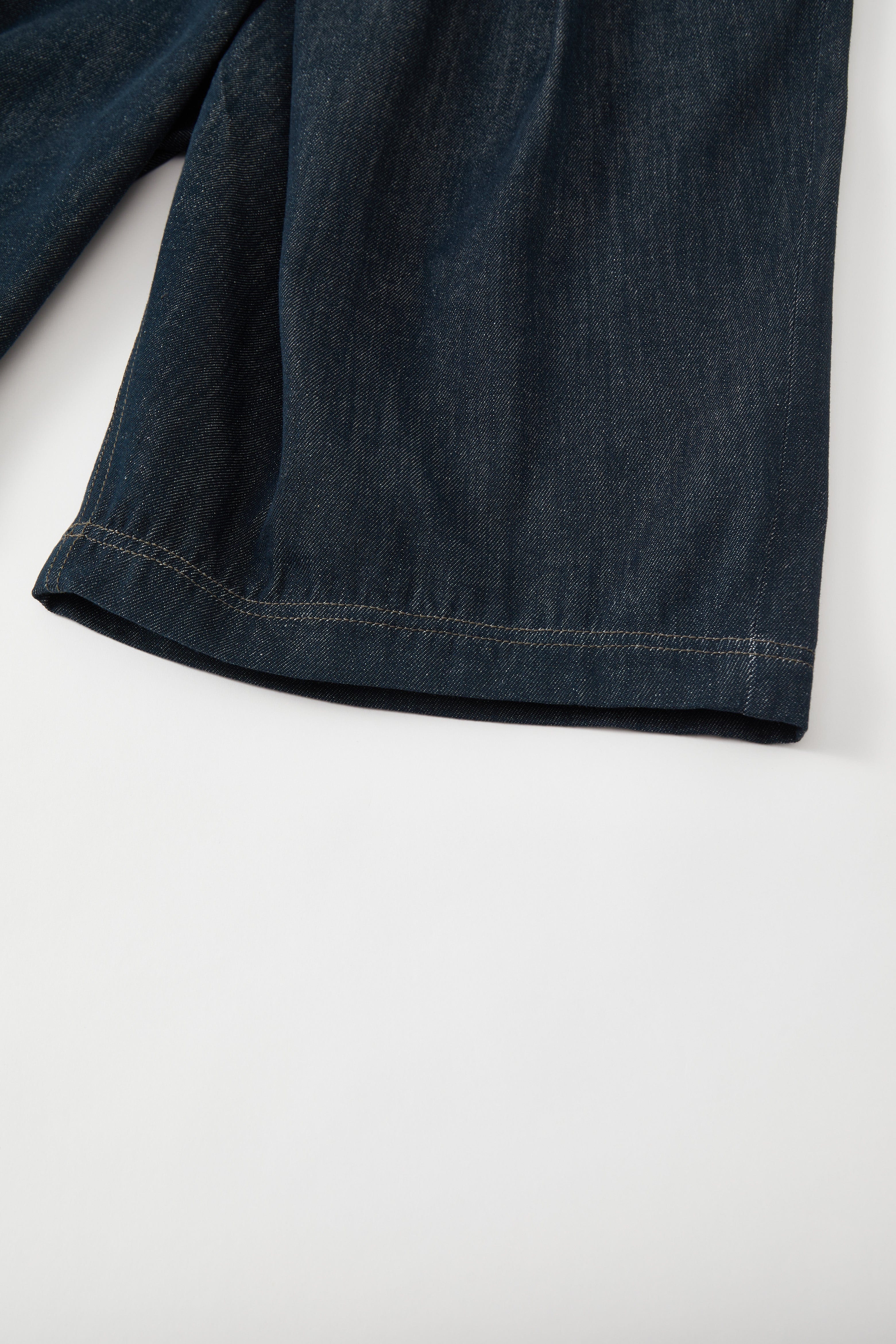 OPICLOTH Washed Asymmetric Fly Pleated Denim Shorts, premium urban and streetwear designers apparel on PROJECTISR.com, OPICLOTH