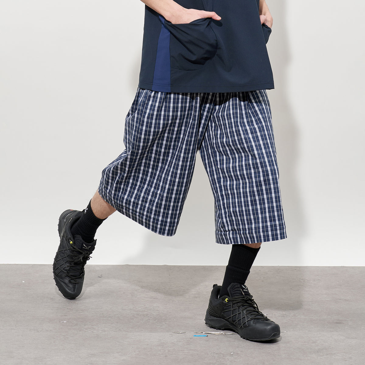 FMACM Detachable Plaid Straight-Leg Pants