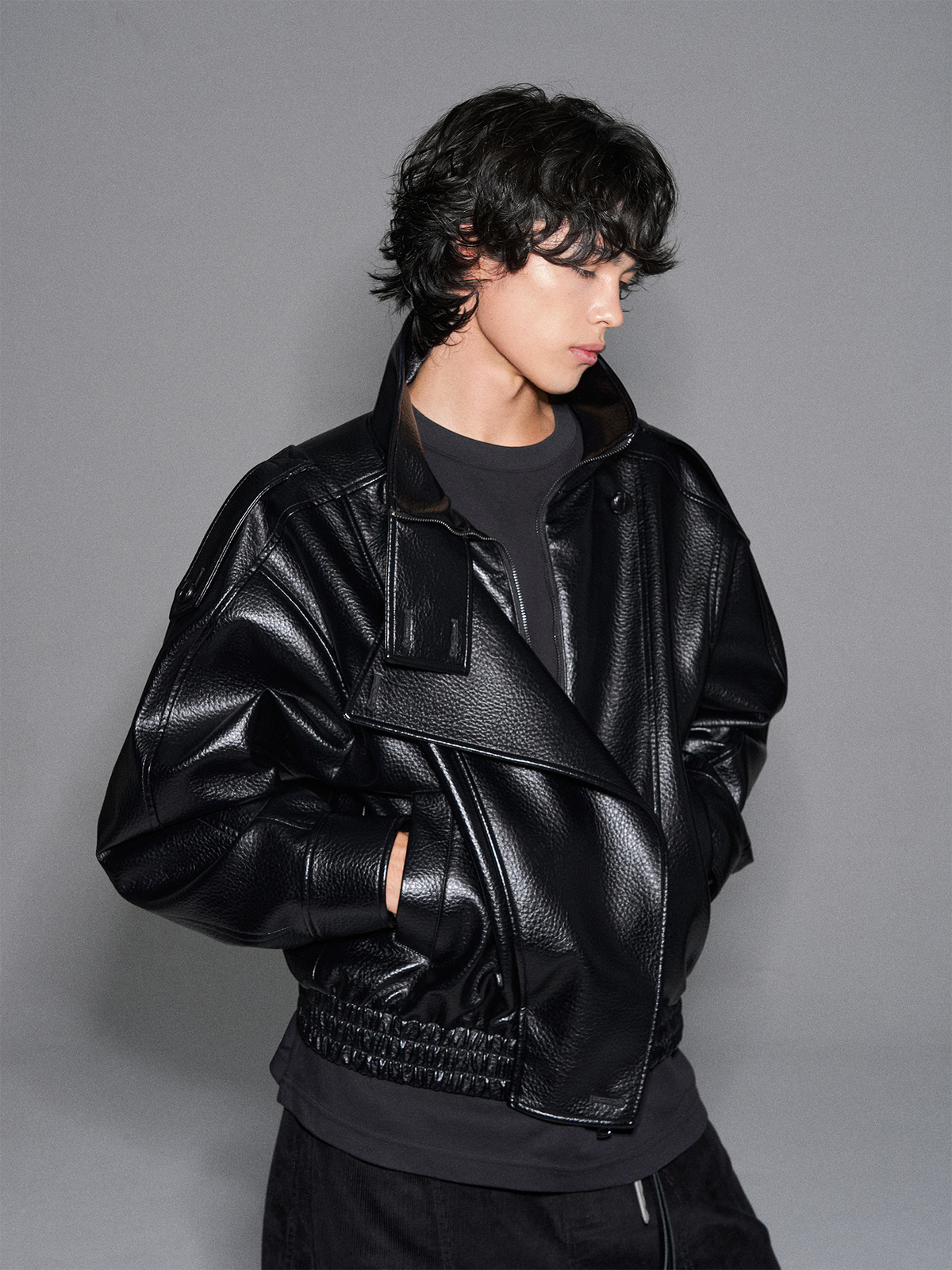 TGNS Faux Leather Biker Jacket