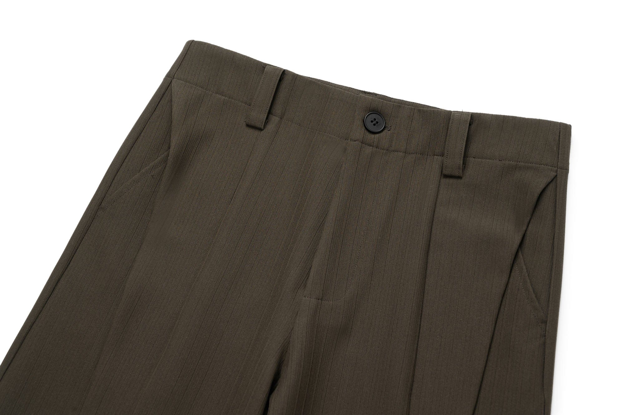 OKAYTHXBYE Pinstripe Twin Front Pleats Wide-Leg Pants, premium urban and streetwear designers apparel on PROJECTISR.com, OKAYTHXBYE