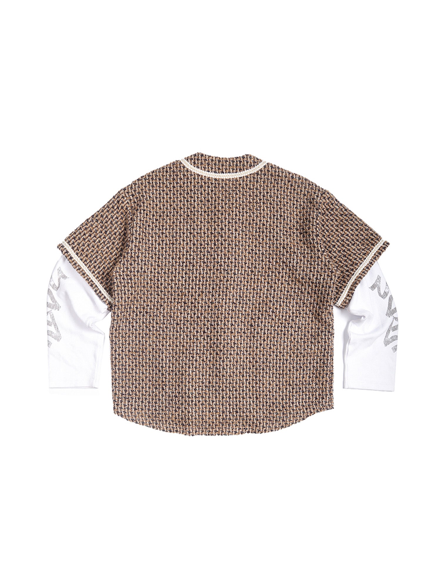 TRECLUB Tweed Layered Baseball Shirt